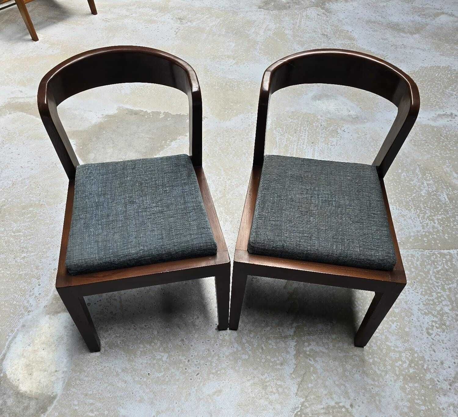Antique Handcrafted Indian Teak Wood Chair 1940s | Dining Accent Chair With Curved Back & Upholstered Seats photo vinterior