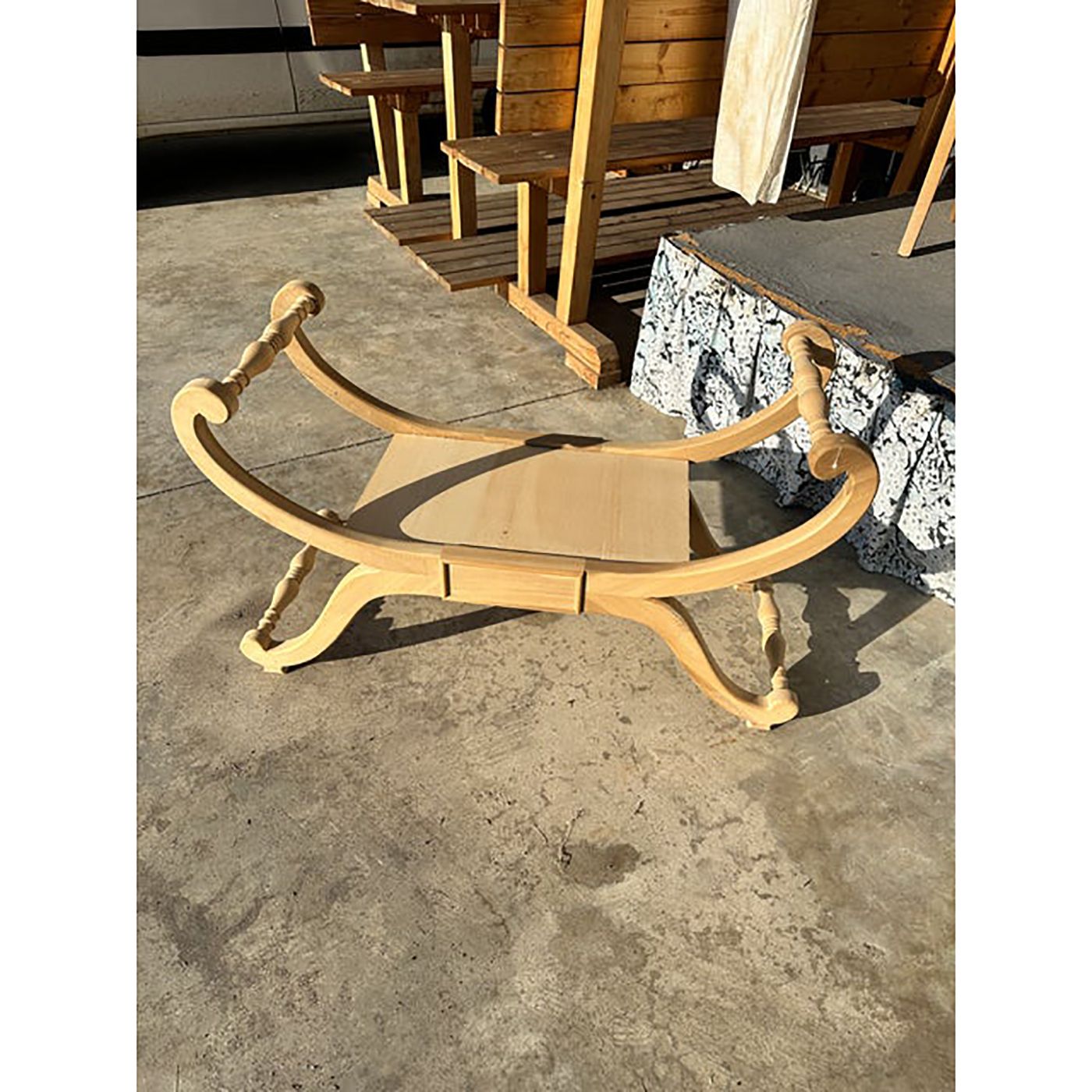 Natural Bedside Chair In Unpainted Wood In Hollywood Regency Style photo furniture