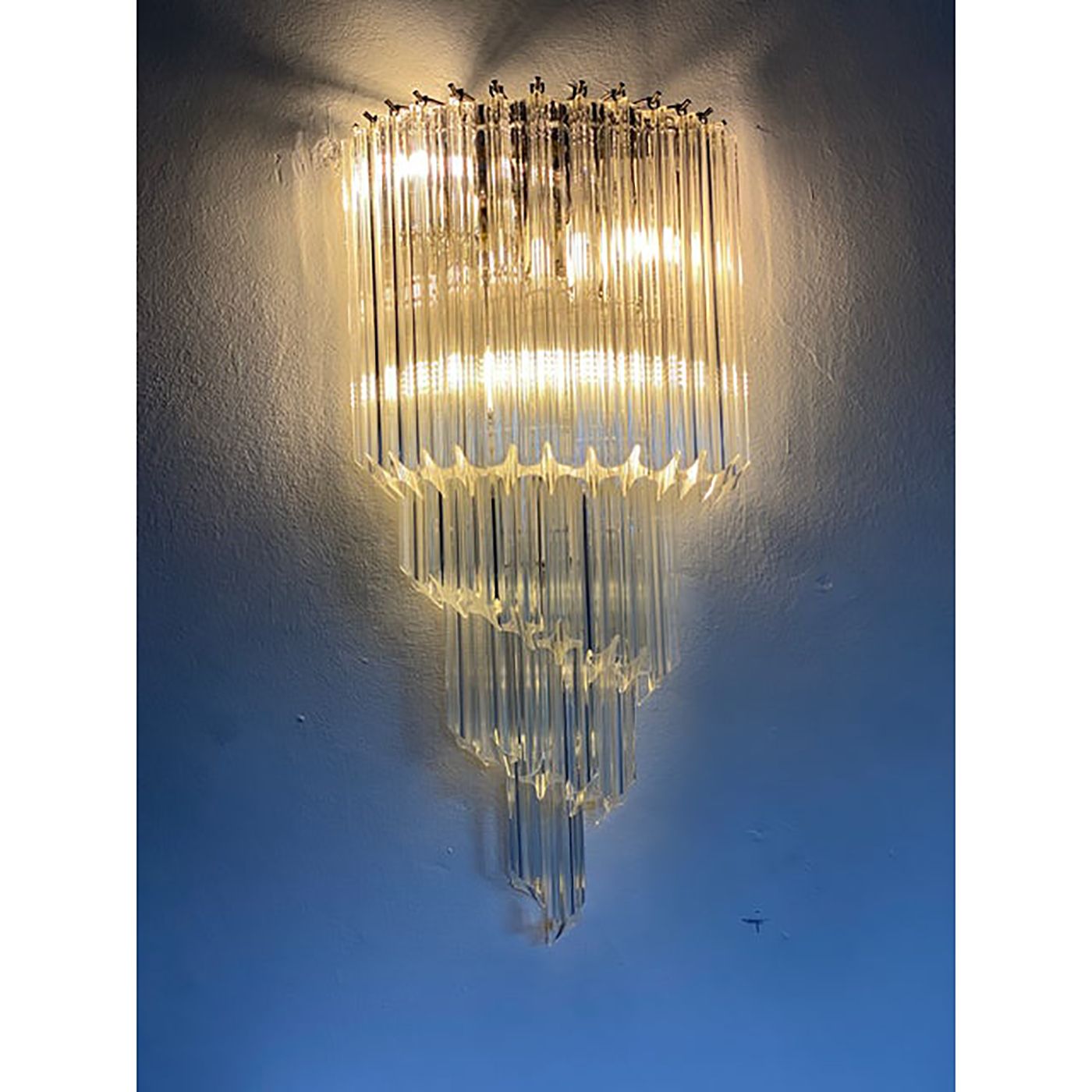 Set Of Two Venetian "Quadriedro" Twist Murano Glass Wall Sconces photo furniture