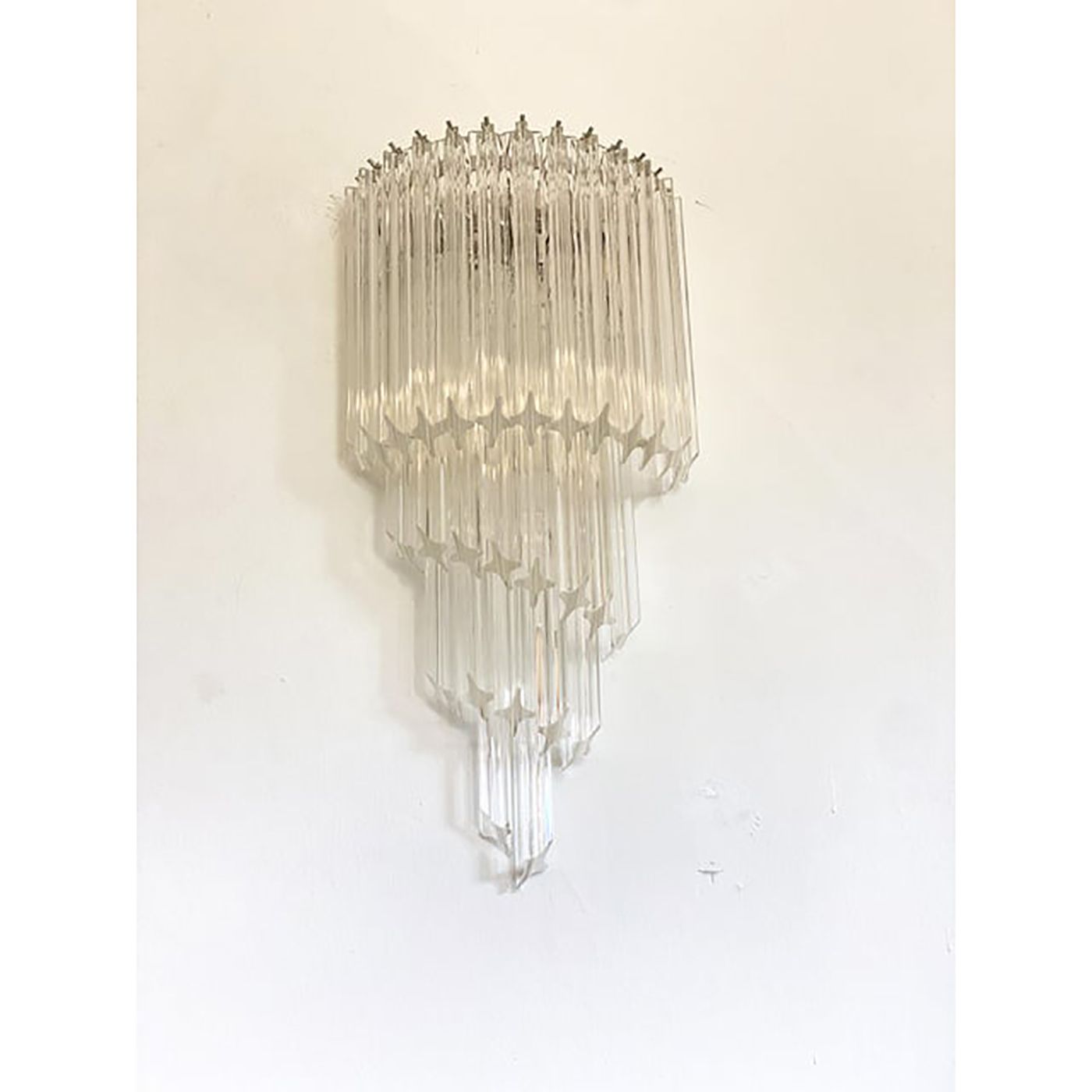 Set Of Two Venetian "Quadriedro" Twist Murano Glass Wall Sconces photo vinterior