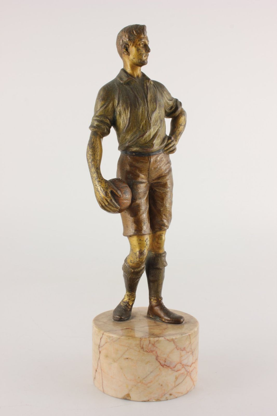Art Bergman Bronze Footballer Statue. Soccer Player Football Figure C1890. photo