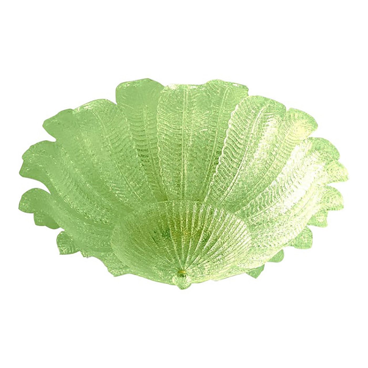 Lot Of 2 Mid Century Modern Style Venetian Green “Leafs” Murano Style Glass Flush Mount photo 14800.0
