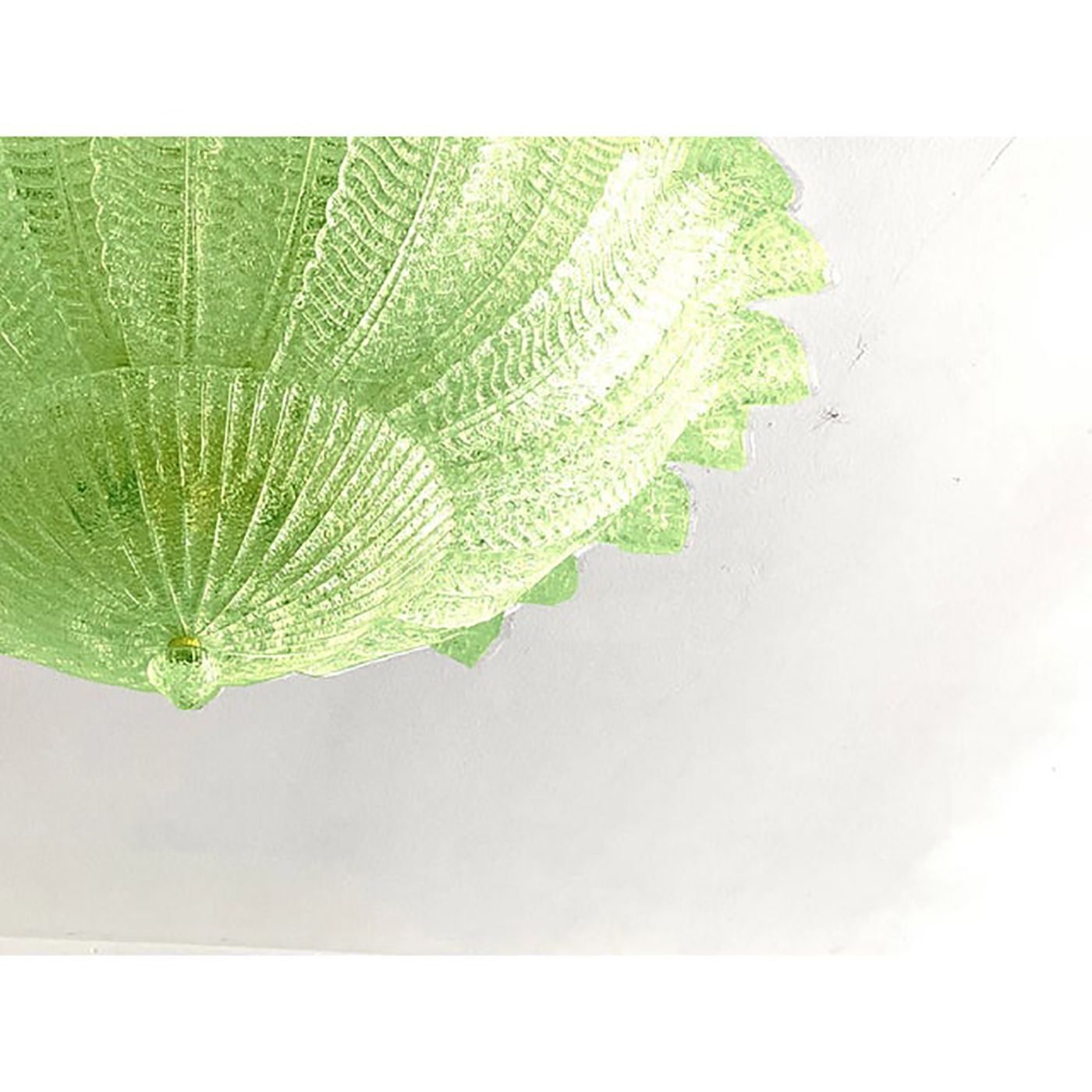 photo furniture Lot Of 2 Mid Century Modern Style Venetian Green “Leafs” Murano Style Glass Flush Mount