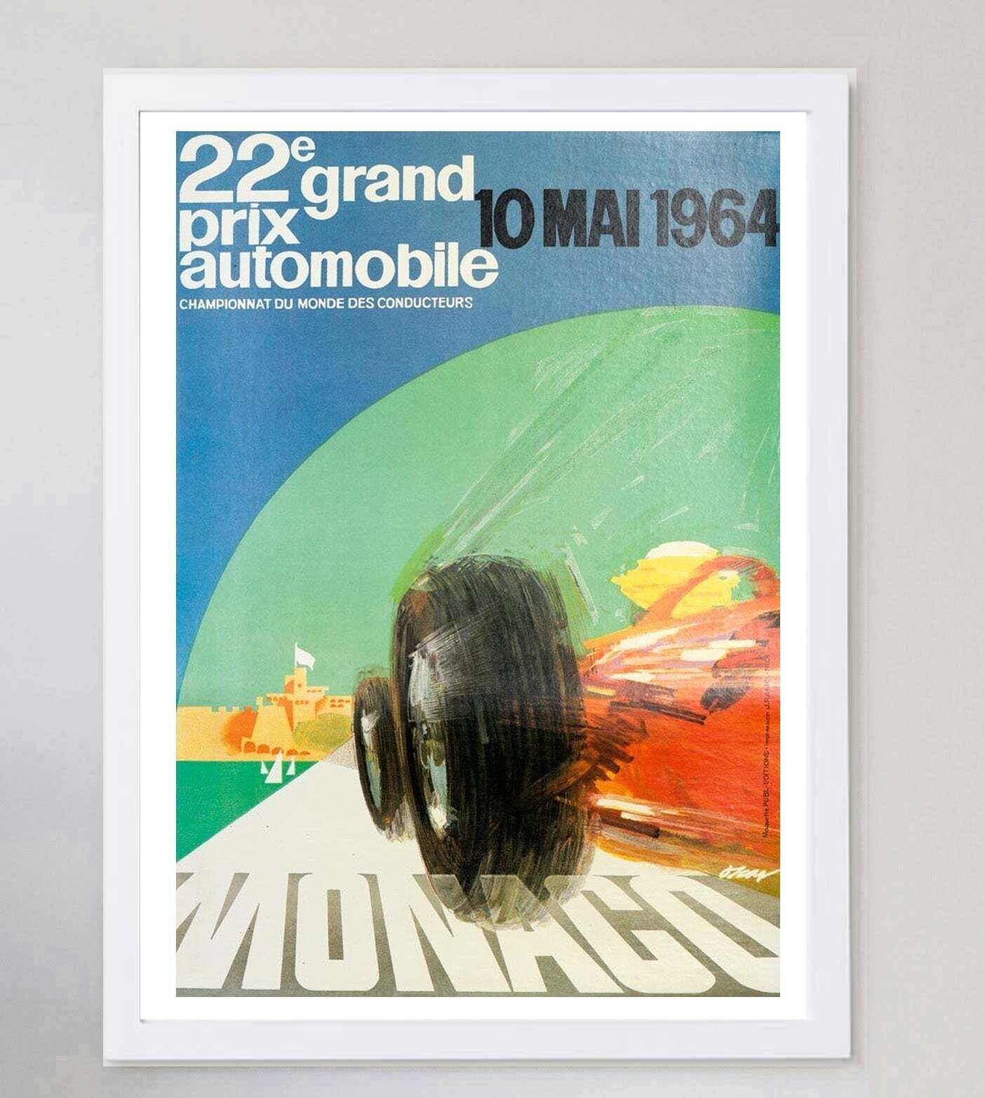 1964 Monaco Grand Prix Original Vintage Poster photo for sale