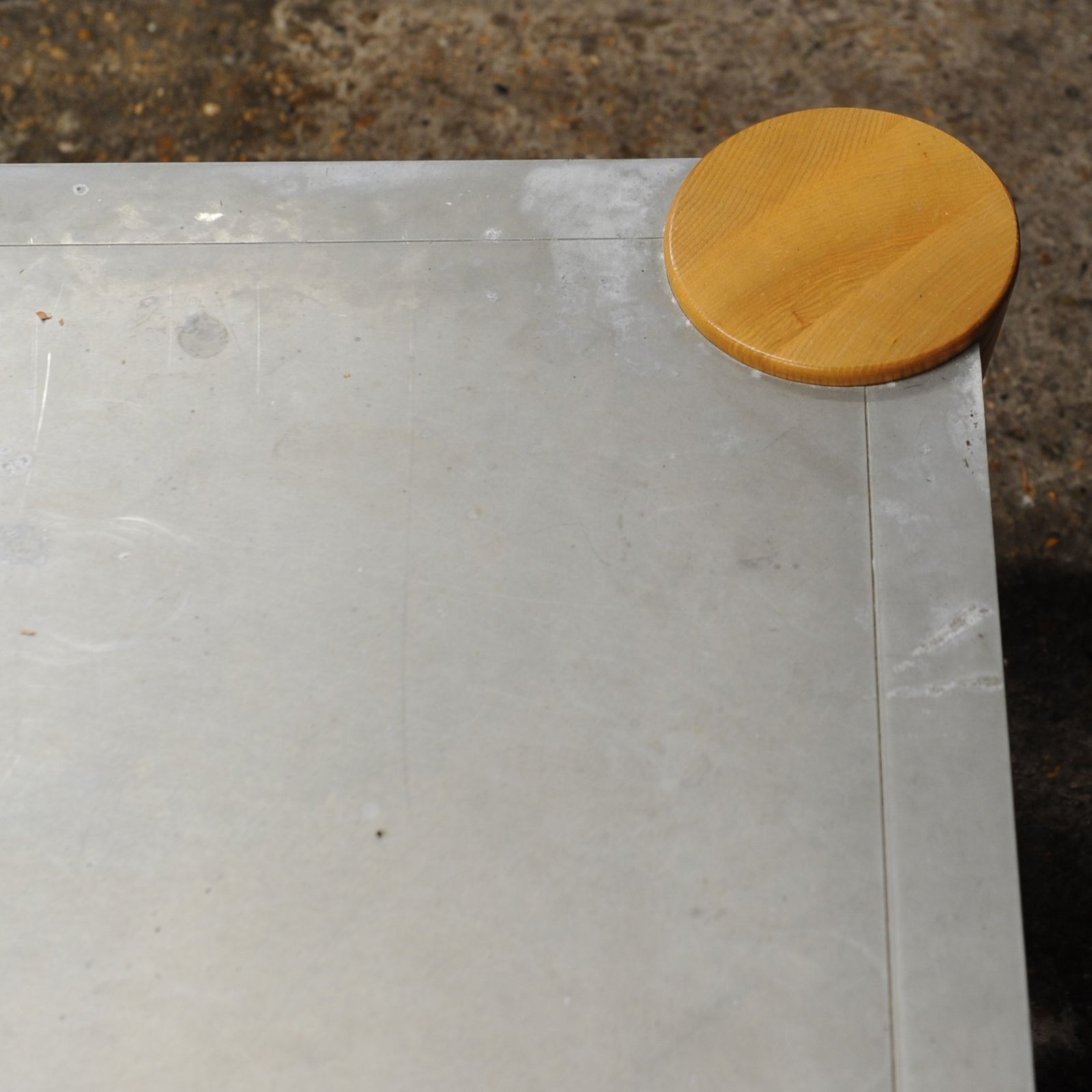 Zinc Square Coffee Table With Turned Oak Legs By Conran, 1980s photo 550.0