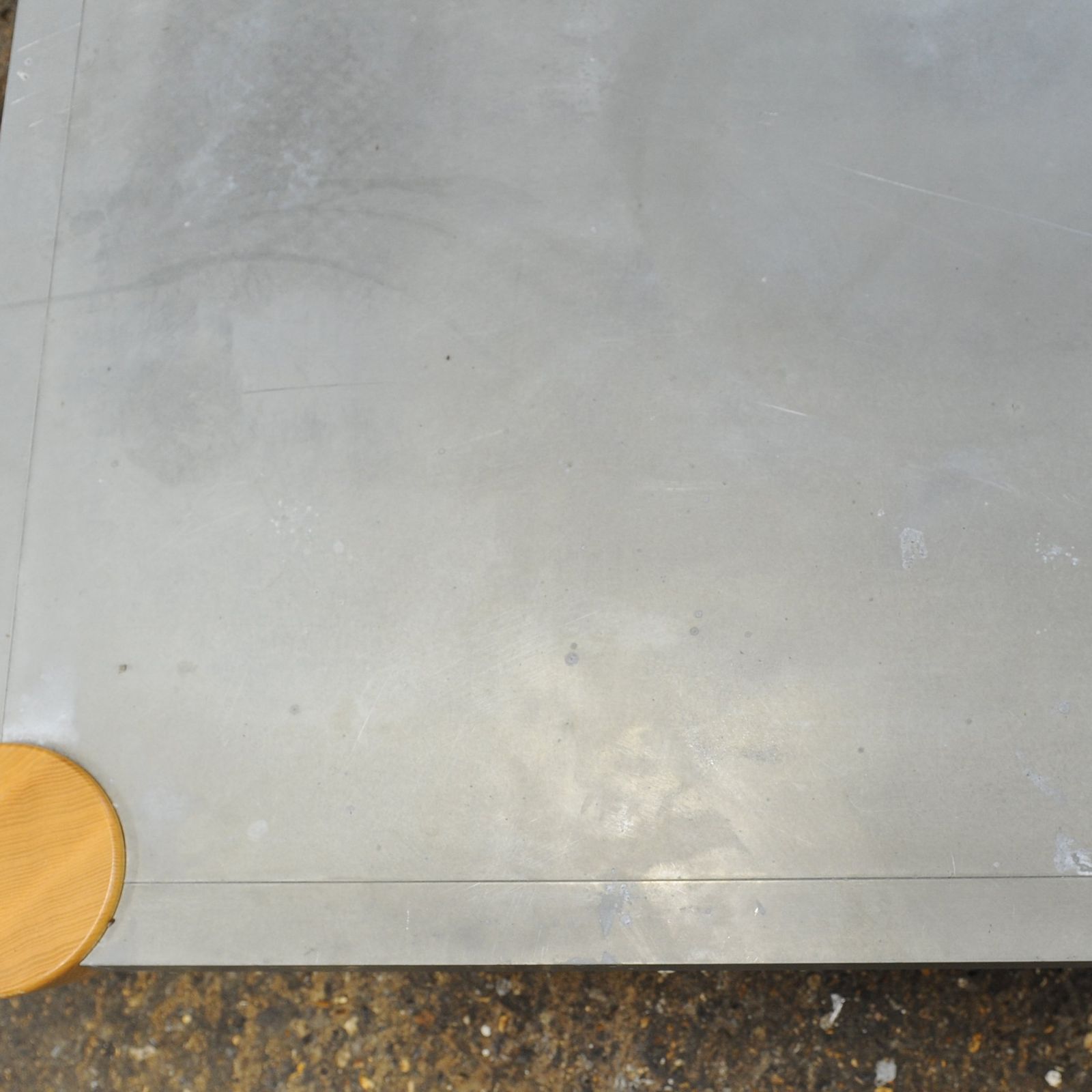 Zinc Square Coffee Table With Turned Oak Legs By Conran, 1980s photo vinterior