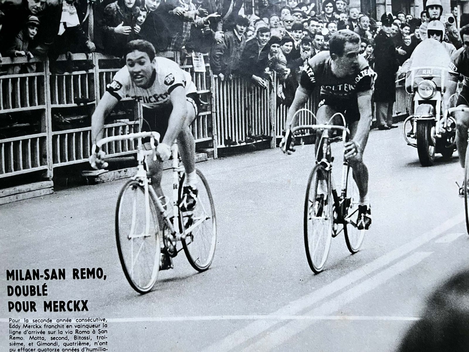 Eddy Merckx Milan San Remo Vintage Cycling Print 1969 photo for sale