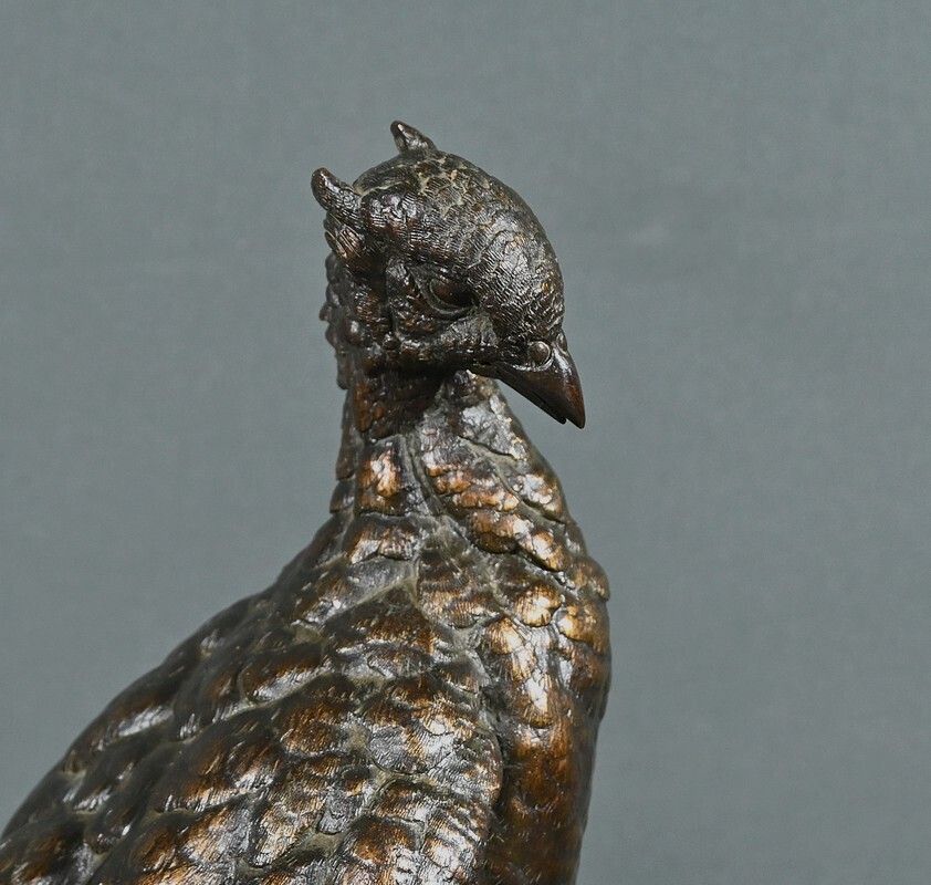Bronze "The Pheasant And The Belet" By J. Moigniez   End Of 19th photo Art