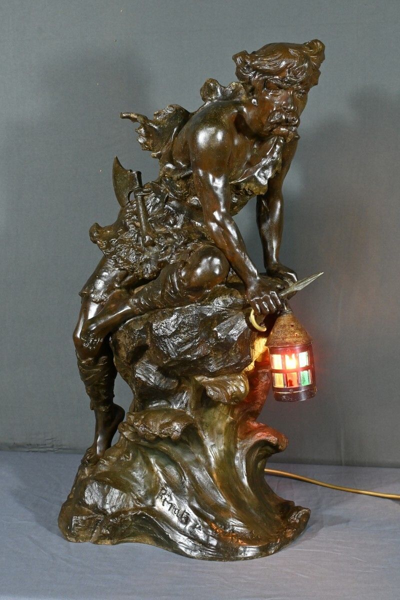 Important Regulates Mounted In "Pirate On The Lookout" Lamp, A. Foretay   Early Twentieth