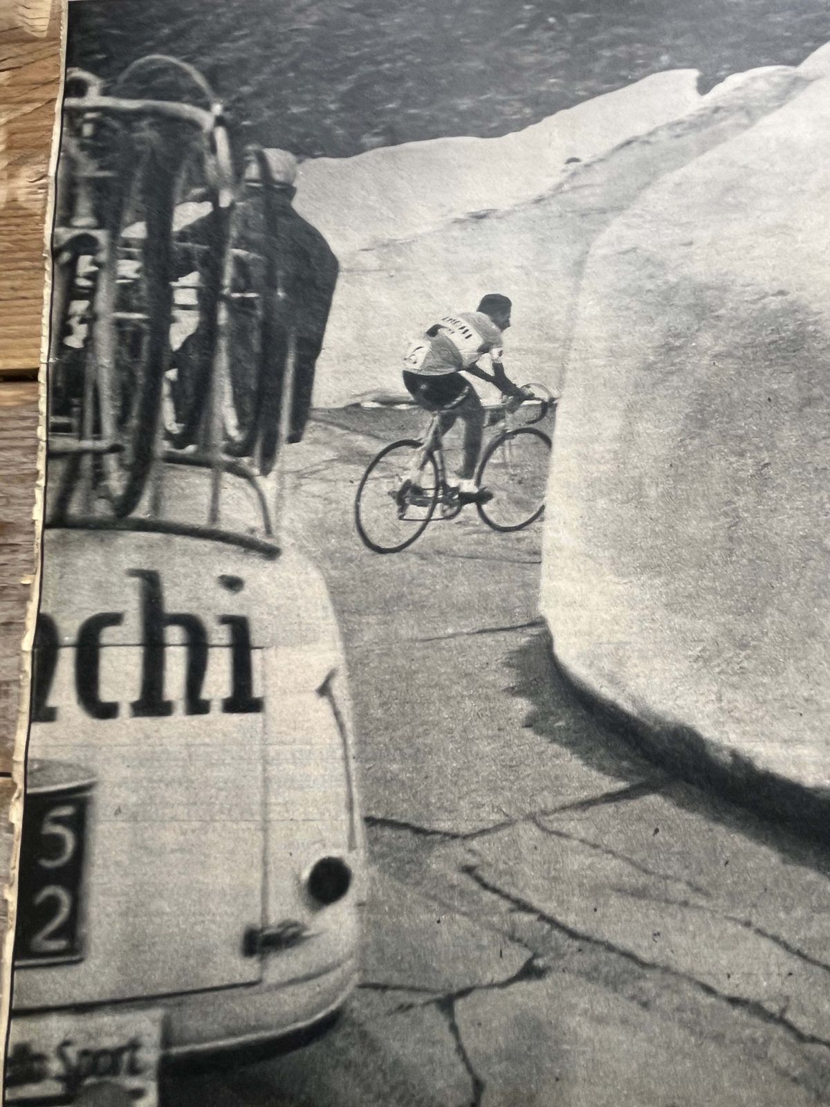 Vintage Cycling Print   Fausto Coppi, Stelvio Pass, Bianchi Original, 1953 photo furniture