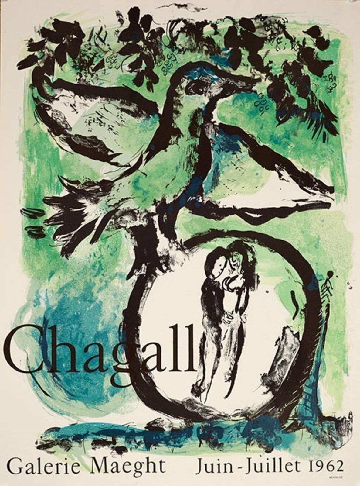 Marc Chagall The Green Bird Marc Chagall Vintage French Gallery Poster , 1962