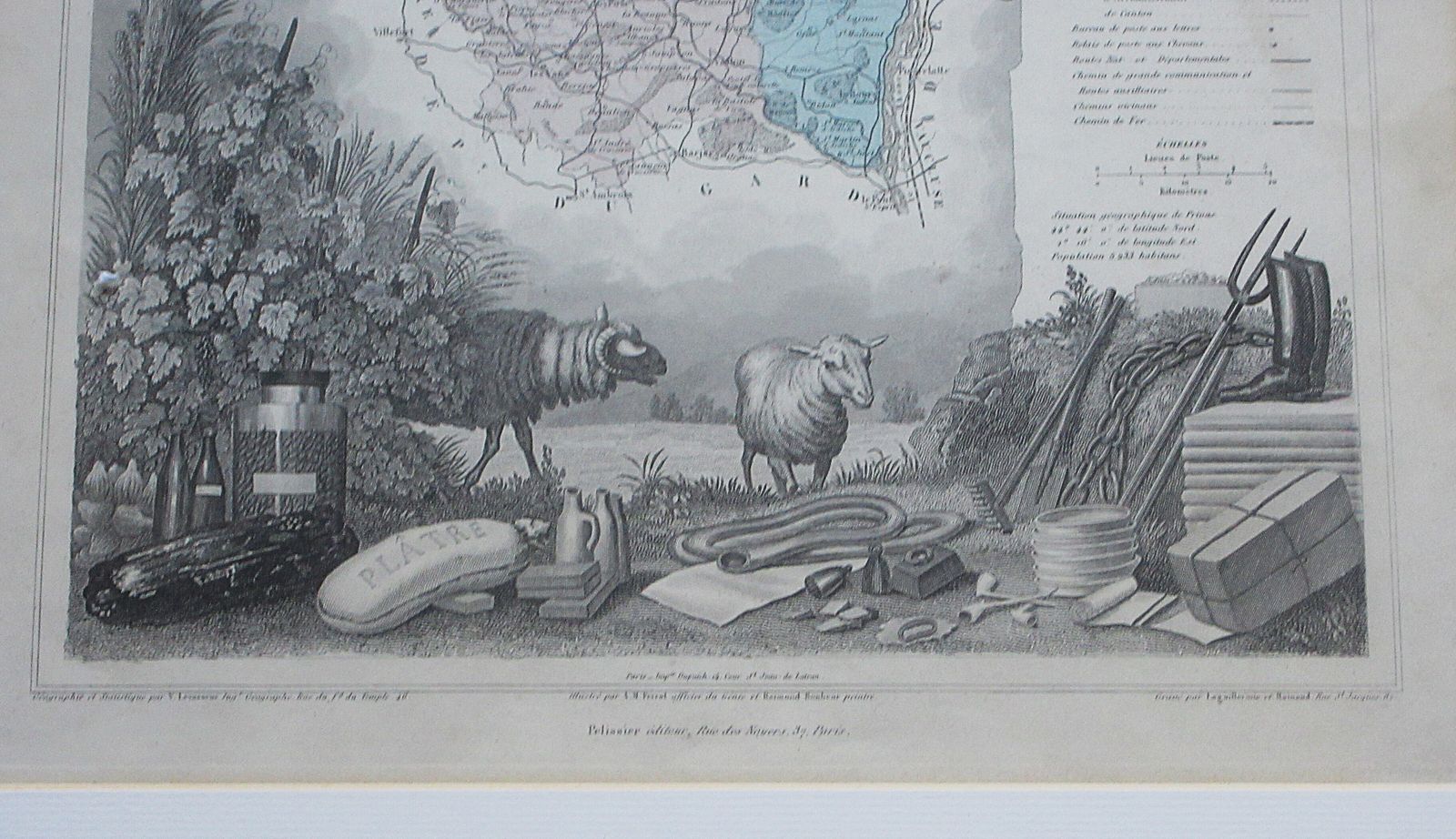 Framed Antique Map 'Département De L' Ardeche' France By Victor Levasseur C1866 photo Art