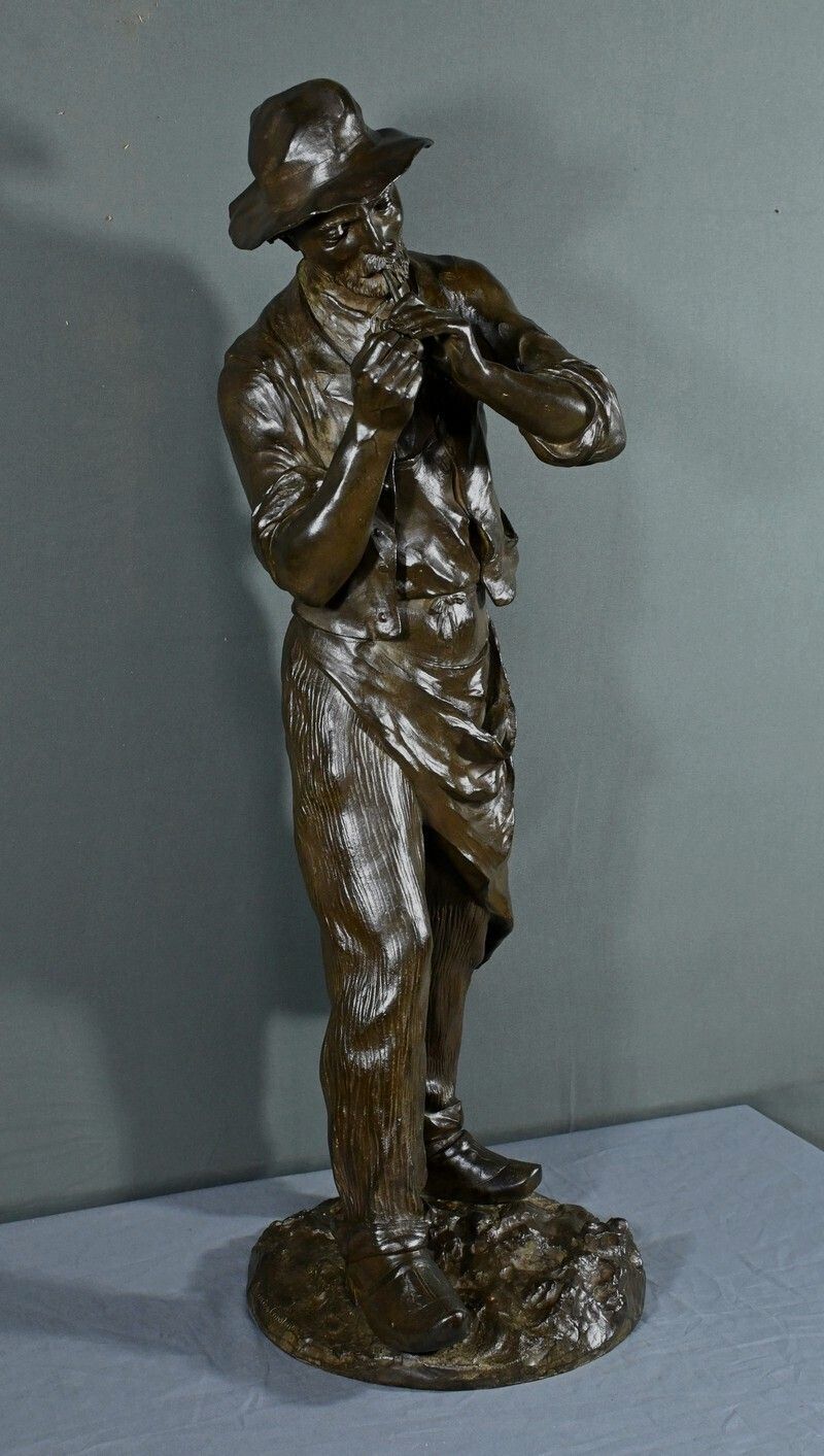Important Bronze “The Man With The Pipe” Signed M. Constant Favre – Late 19th Century photo for sale