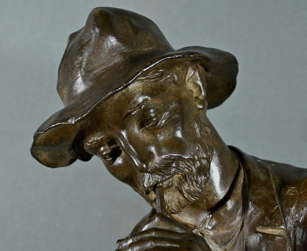 Important Bronze “The Man With The Pipe” Signed M. Constant Favre – Late 19th Century photo 3990.0