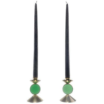 Gunnar Ander Swedish Mcm Glass/Brass Candlestick Pair photo vintage
