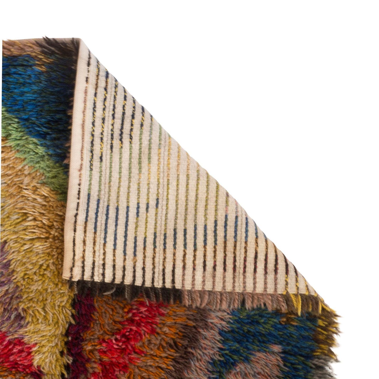 Colourful Geometric Scandinavian Modern Rya Pile Rug photo for sale