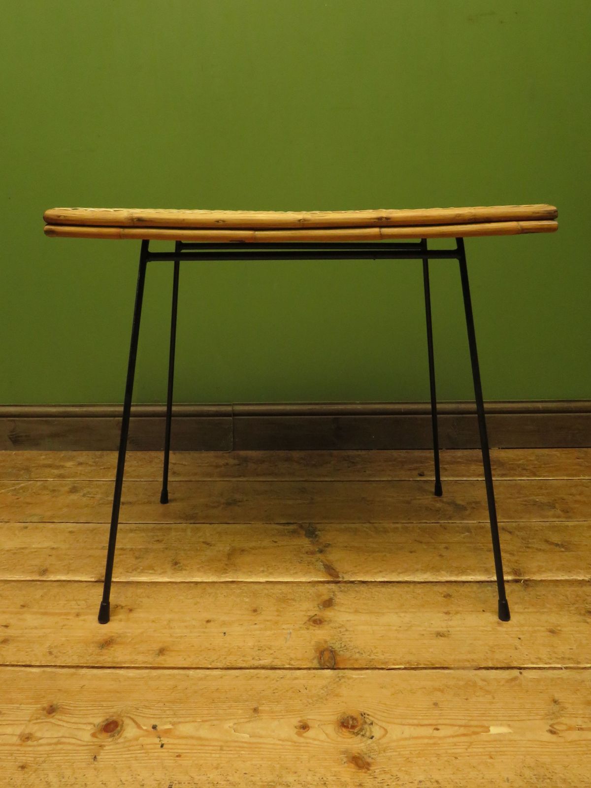 185.0 Modernist Bamboo And Rattan Coffee Table With Metal Base photo