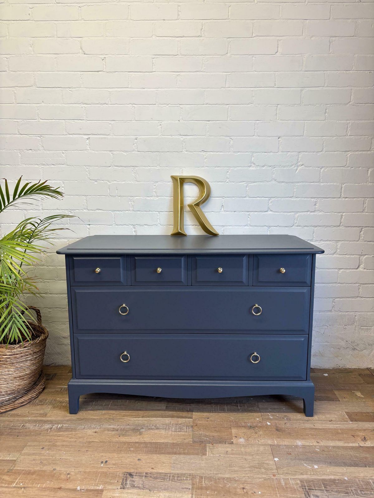 Stag Minstrel 4 Over 2 Chest Of Drawers Painted Rooster Blue photo furniture