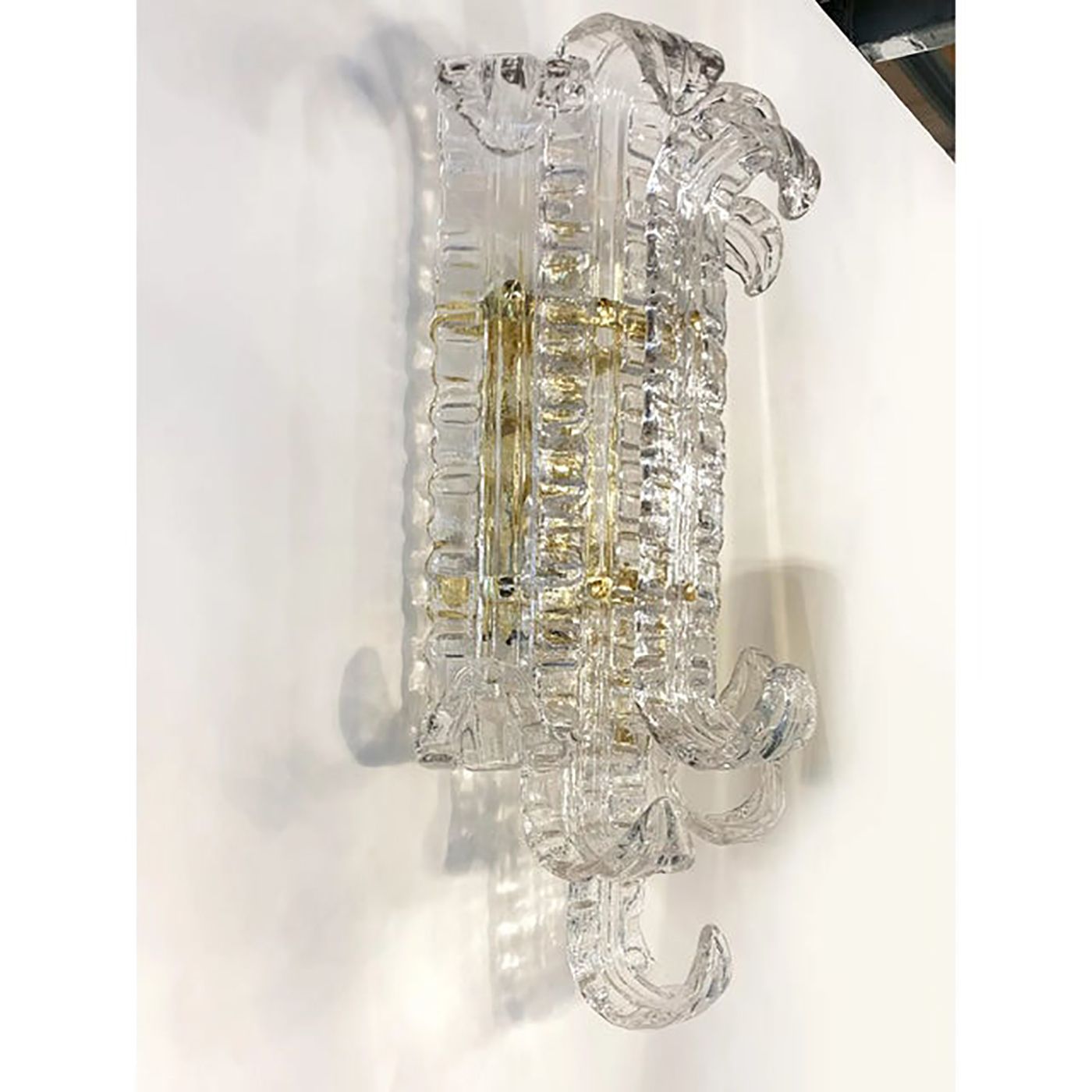 Lot Of 4 Of Contemporary Transparent "Lingue" Murano Style Glass Wall Lamp In Barovier Style photo Lighting
