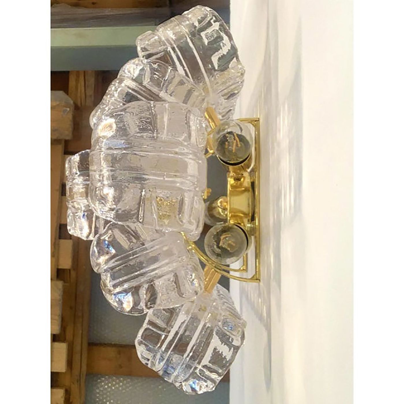 photo furniture Lot Of 4 Of Contemporary Transparent "Lingue" Murano Style Glass Wall Lamp In Barovier Style