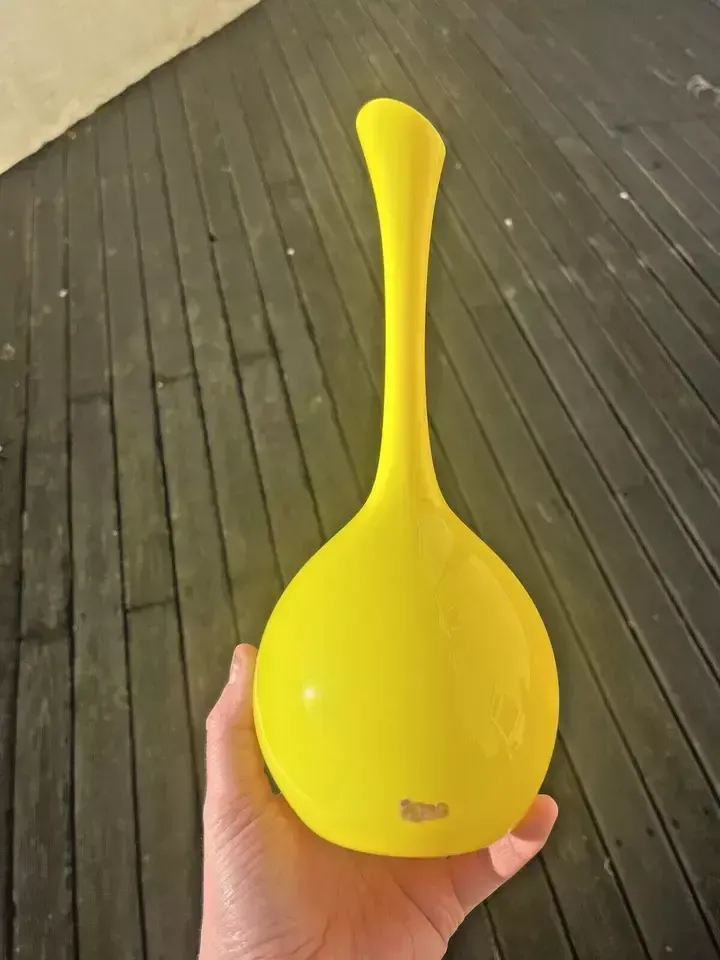 Mid Century Modern 50s Swedish Lindshammar Glass Yellow Bottle Vase Gunnar Ander photo vintage