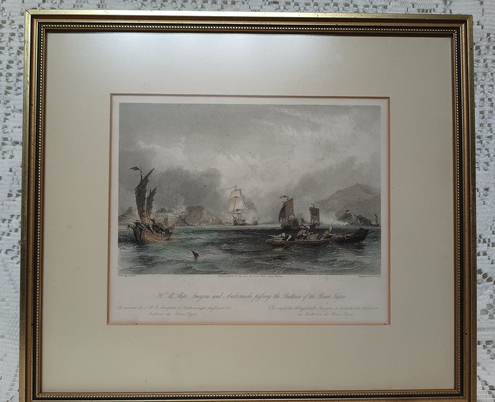 Antique Engraving,Print Nautical H.M.S Imogene And Andromache After Lieut White Royal Marine Framed. photo 56.0