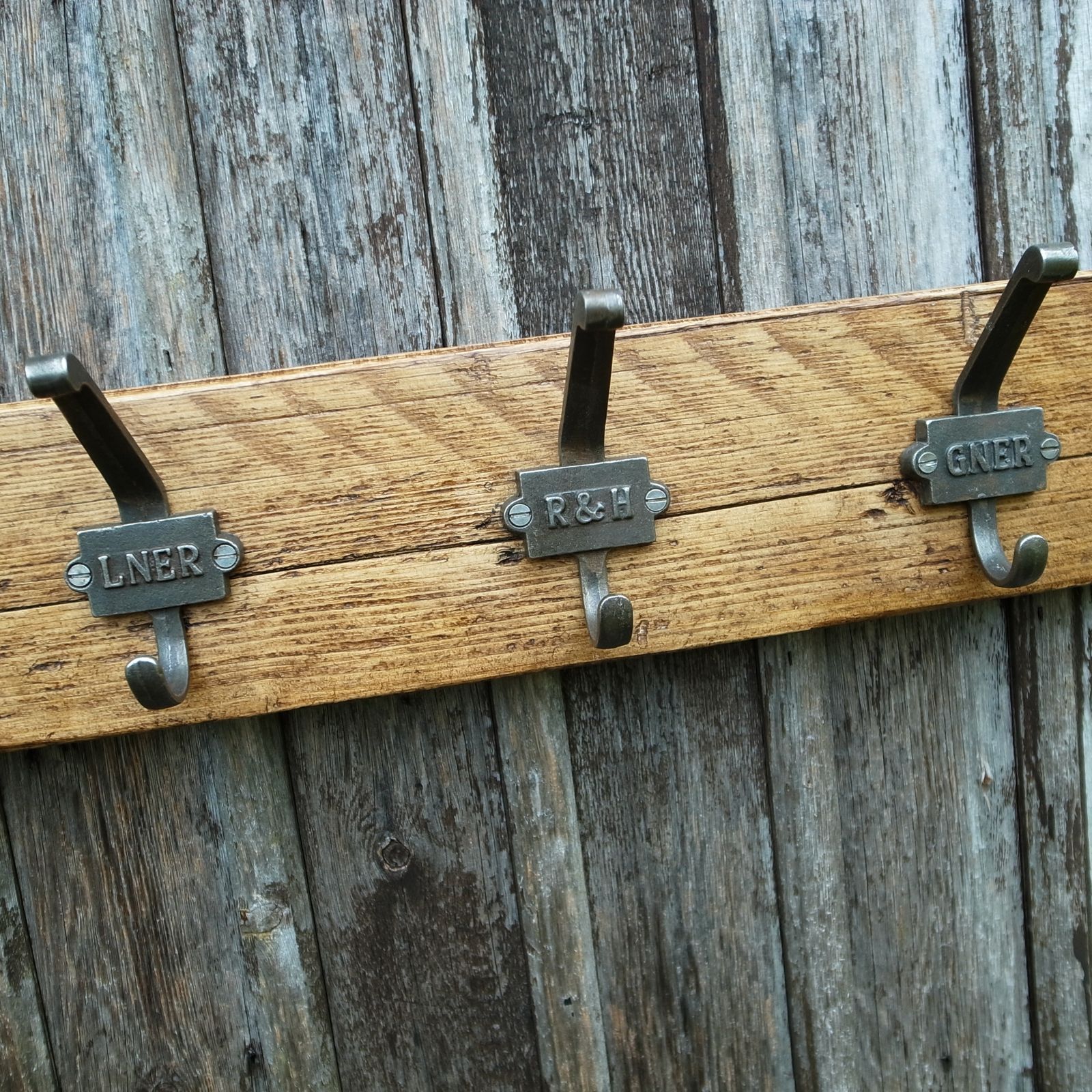 Reclaimed Wooden Coat Rack With Industrial Cast Iron Cloakroom Hooks photo 110.0