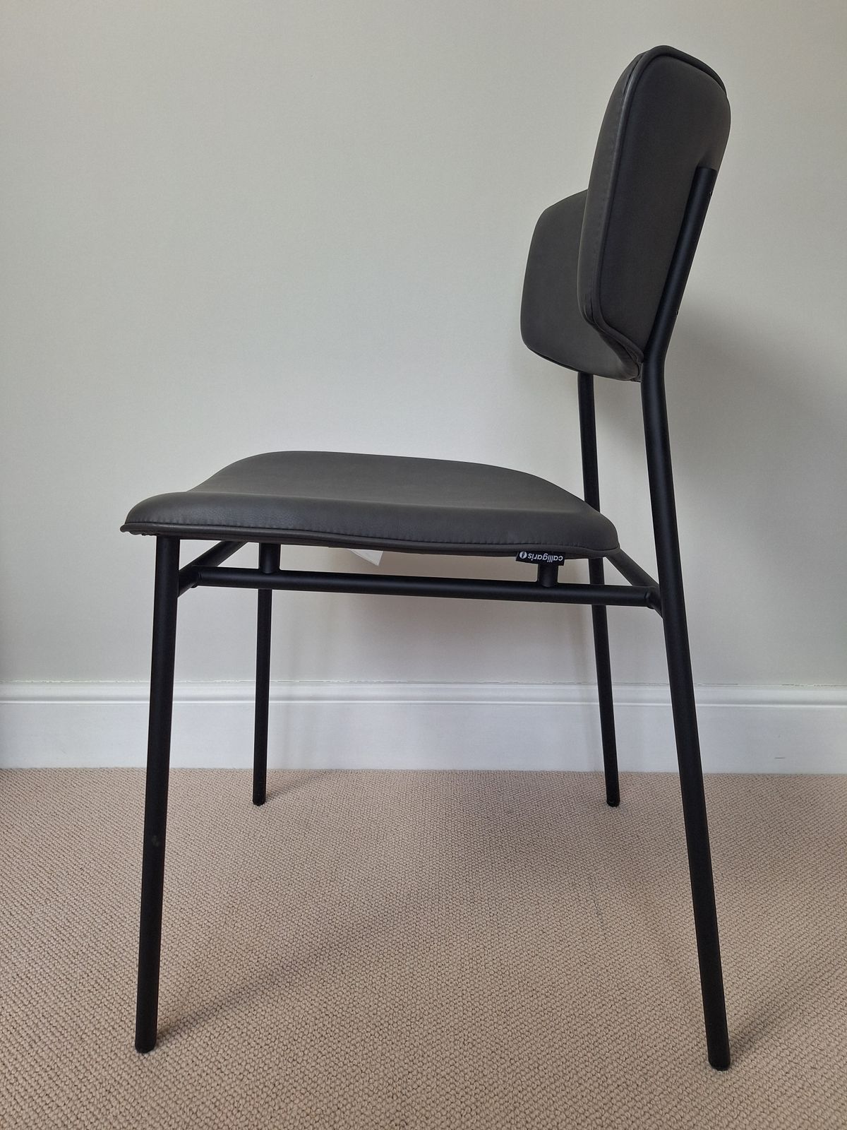 Calligaris Fifties Vintage Ash Grey Faux Leather Chair photo vinterior