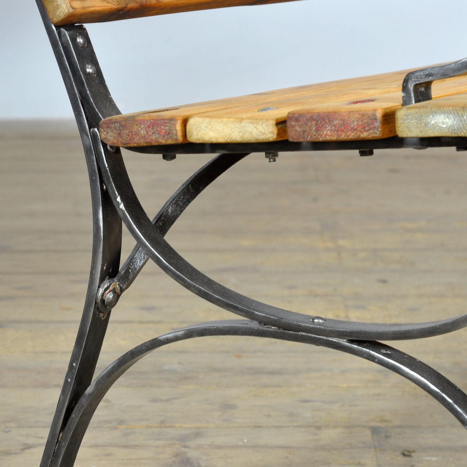 Riveted Iron Park Bench, 1920’s photo furniture