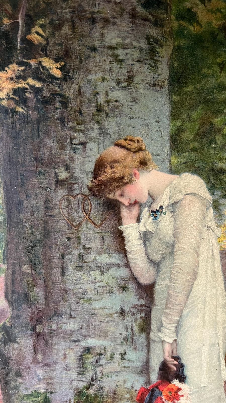 Mid Century Lithograph Picture Of "Absence Makes The Heart Grow Fonder" Painting By Marcus Stone photo Art