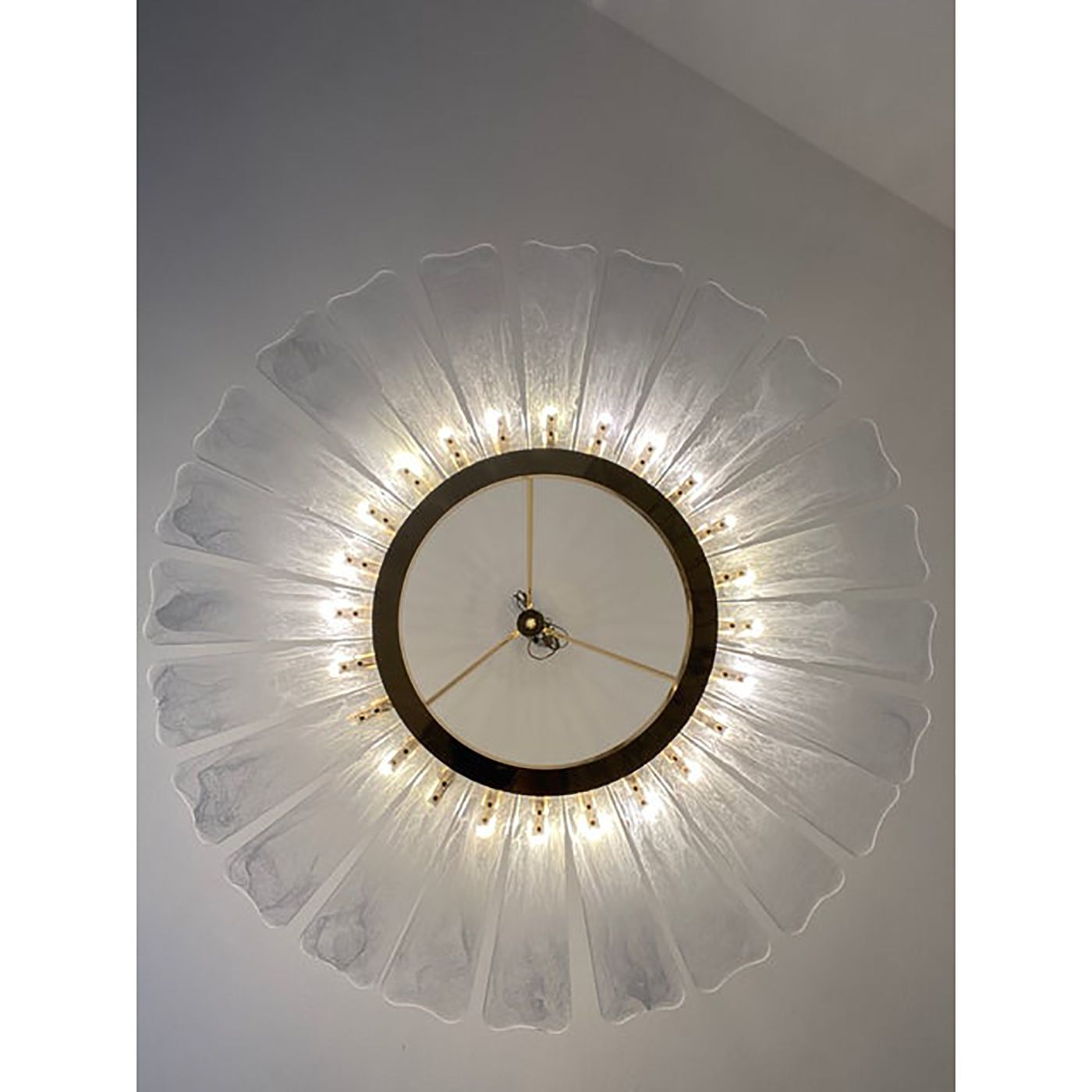 Contemporary Venied White "Marguerite" Murano Style Glass Gold Chandelier photo furniture