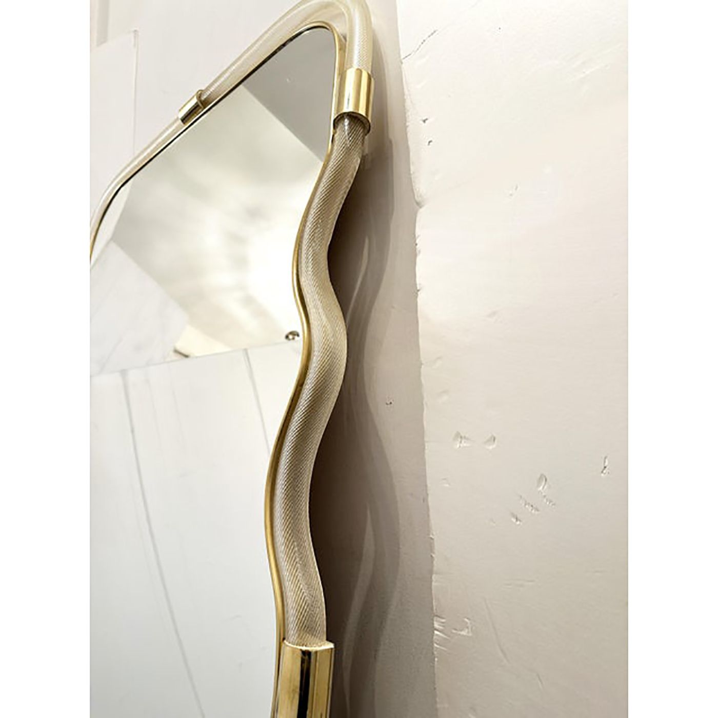16800.0 Wave Mirror In Gold "Torchon" Torciglione Murano Style Glass Design By Simoeng photo