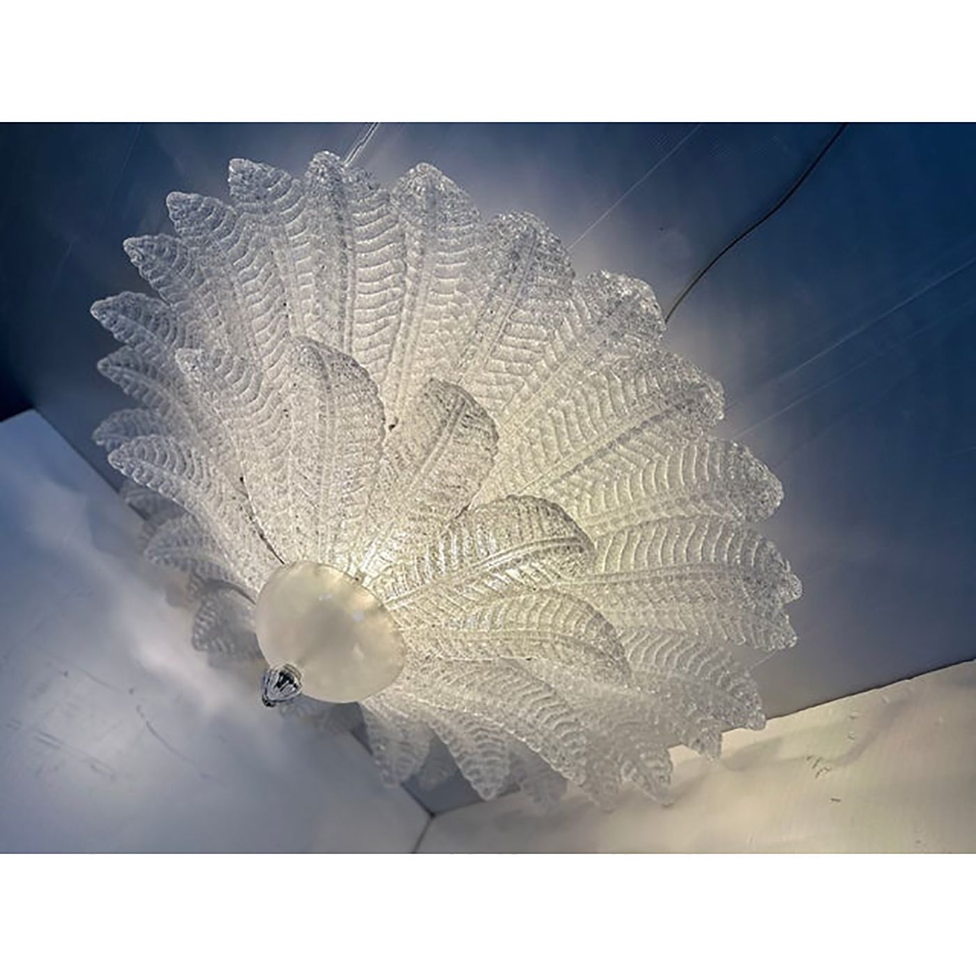 photo for sale Set Of Two Venetian Murano Glass Flush Mount, Mazzega Zuccheri Venini Barovier Style