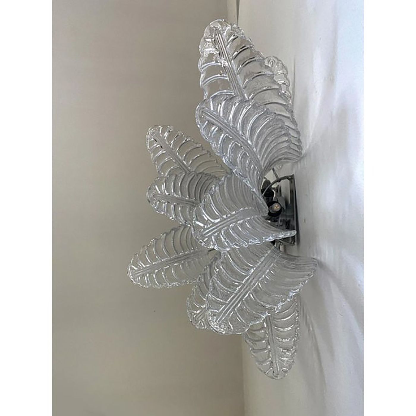 Lighting Set Of 4 Transparent “Felci” Murano Style Glass Wall Sconces photo