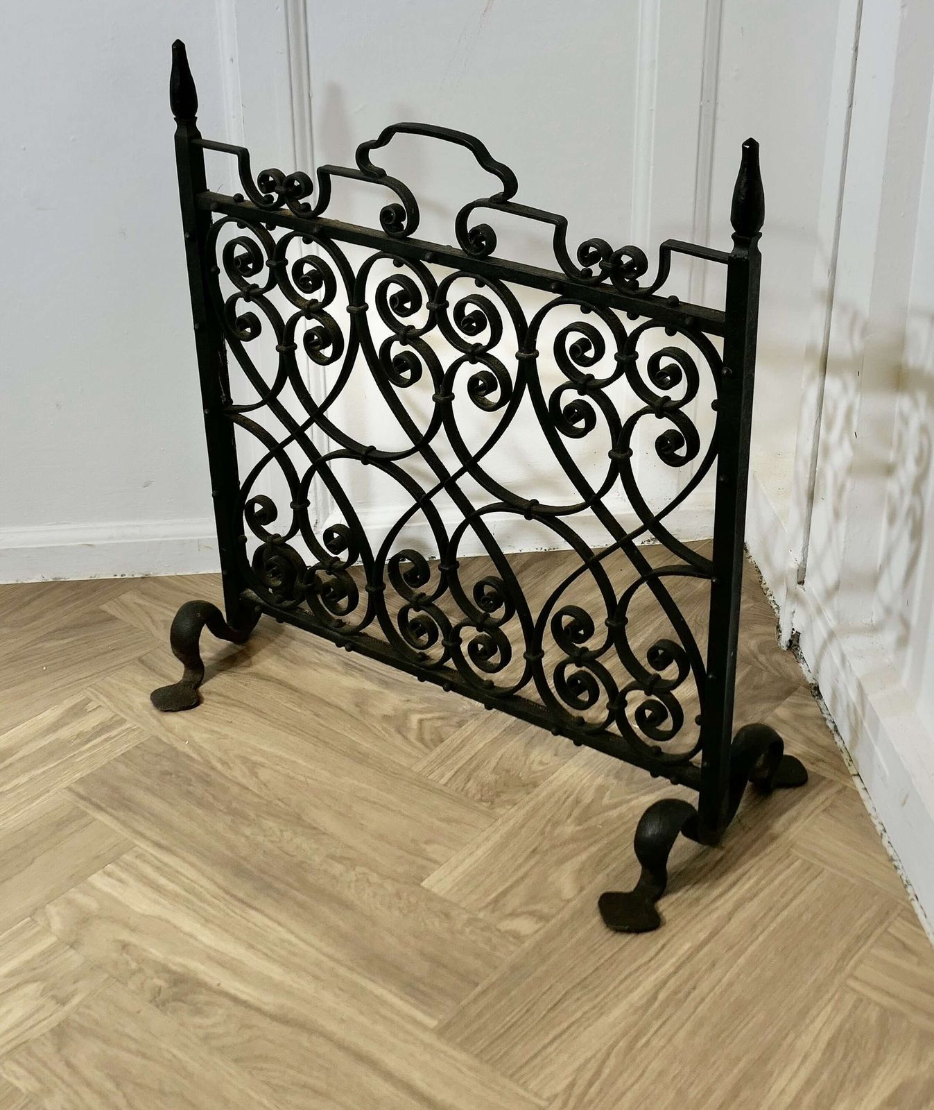 Very Heavy Old Gothic Wrought Iron Fire Screen photo for sale