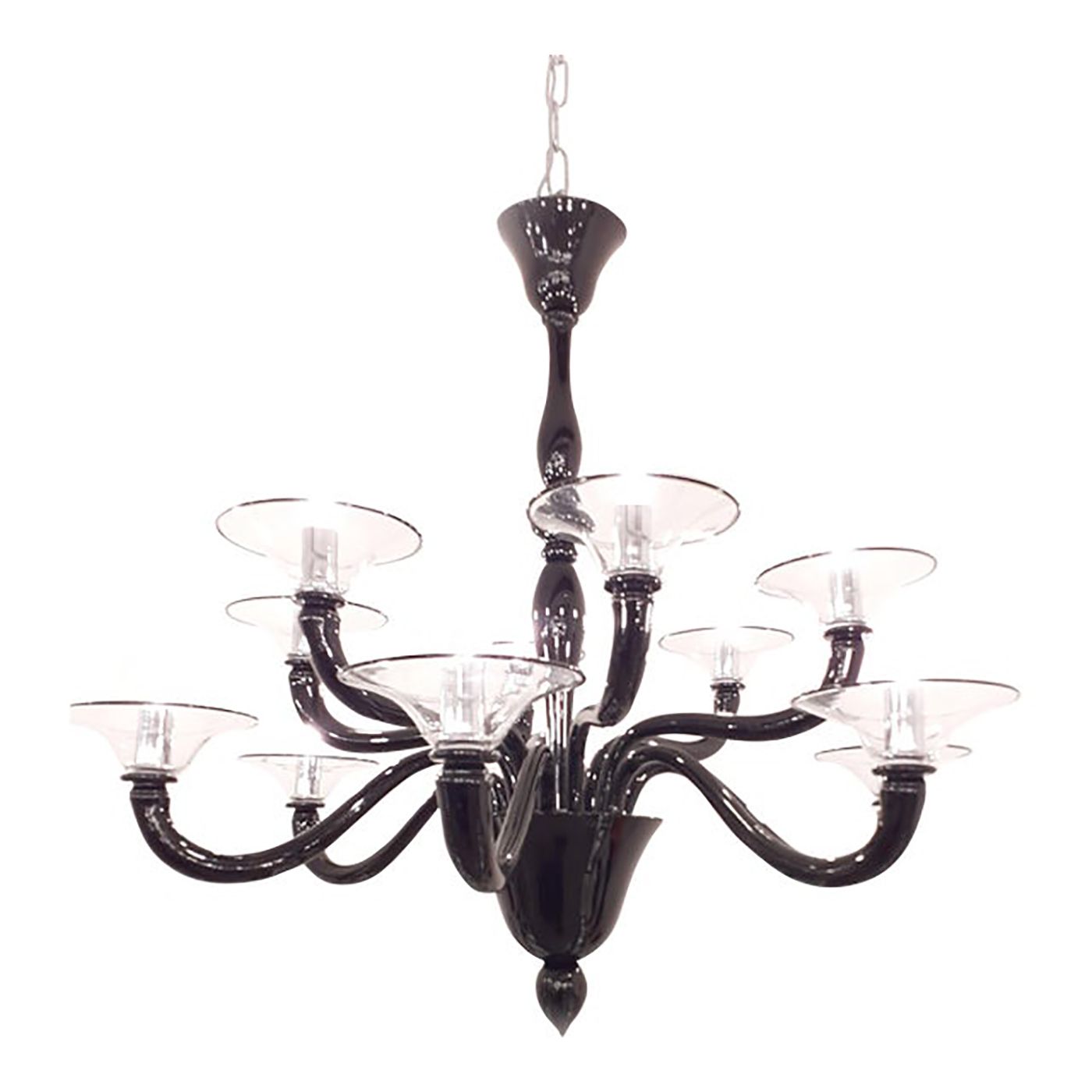 Italian Contemporary Black Murano Style Glass Chandelier