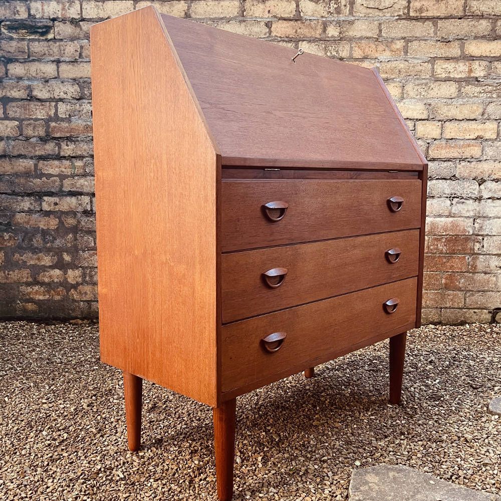 Mid Century Danish Teak Secretaire By Kai Kristiansen For Feldballes Møbelfabrik (1960s)