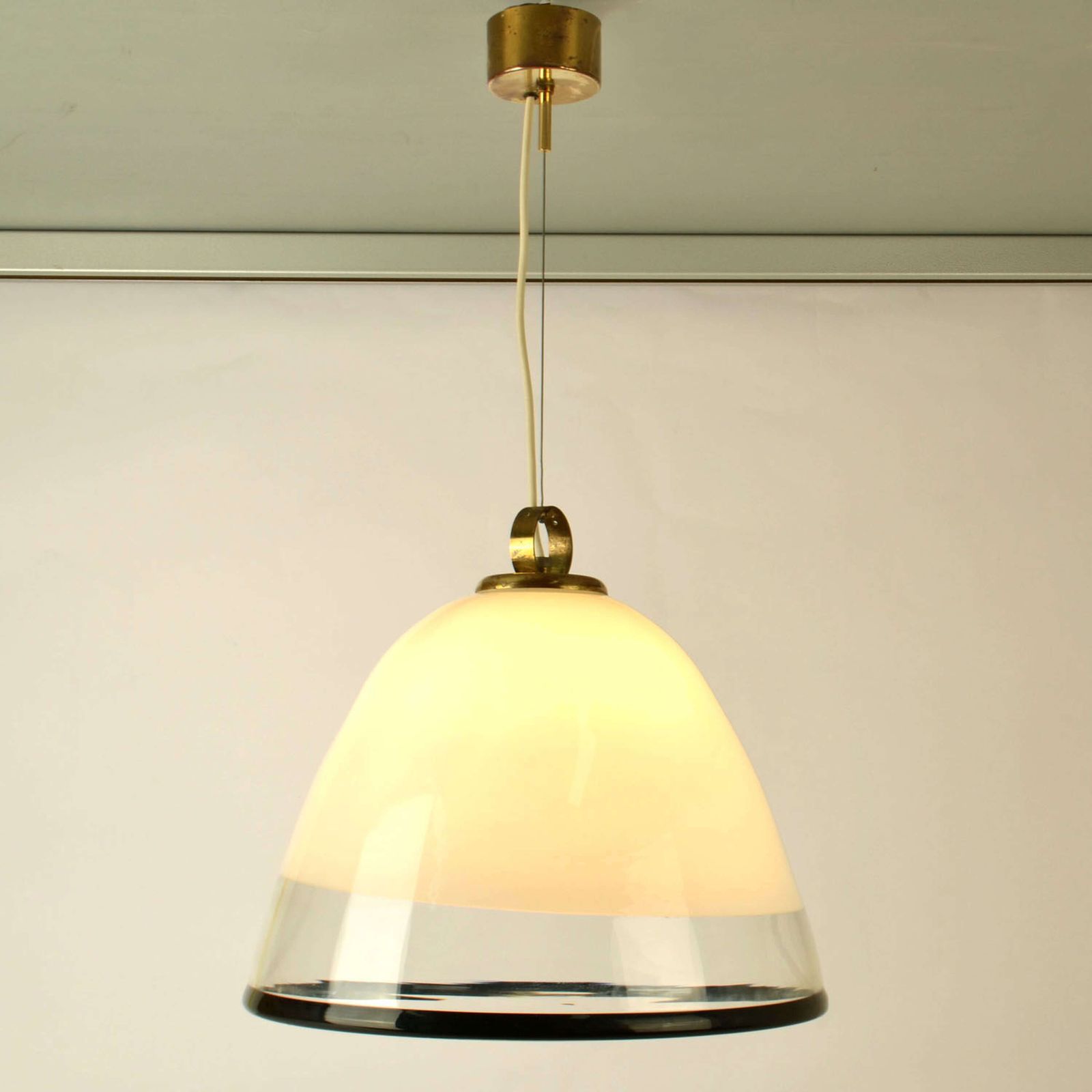 Large Renato Toso Glass Bell Shape Pendant For Leucos Murano 1960s photo for sale