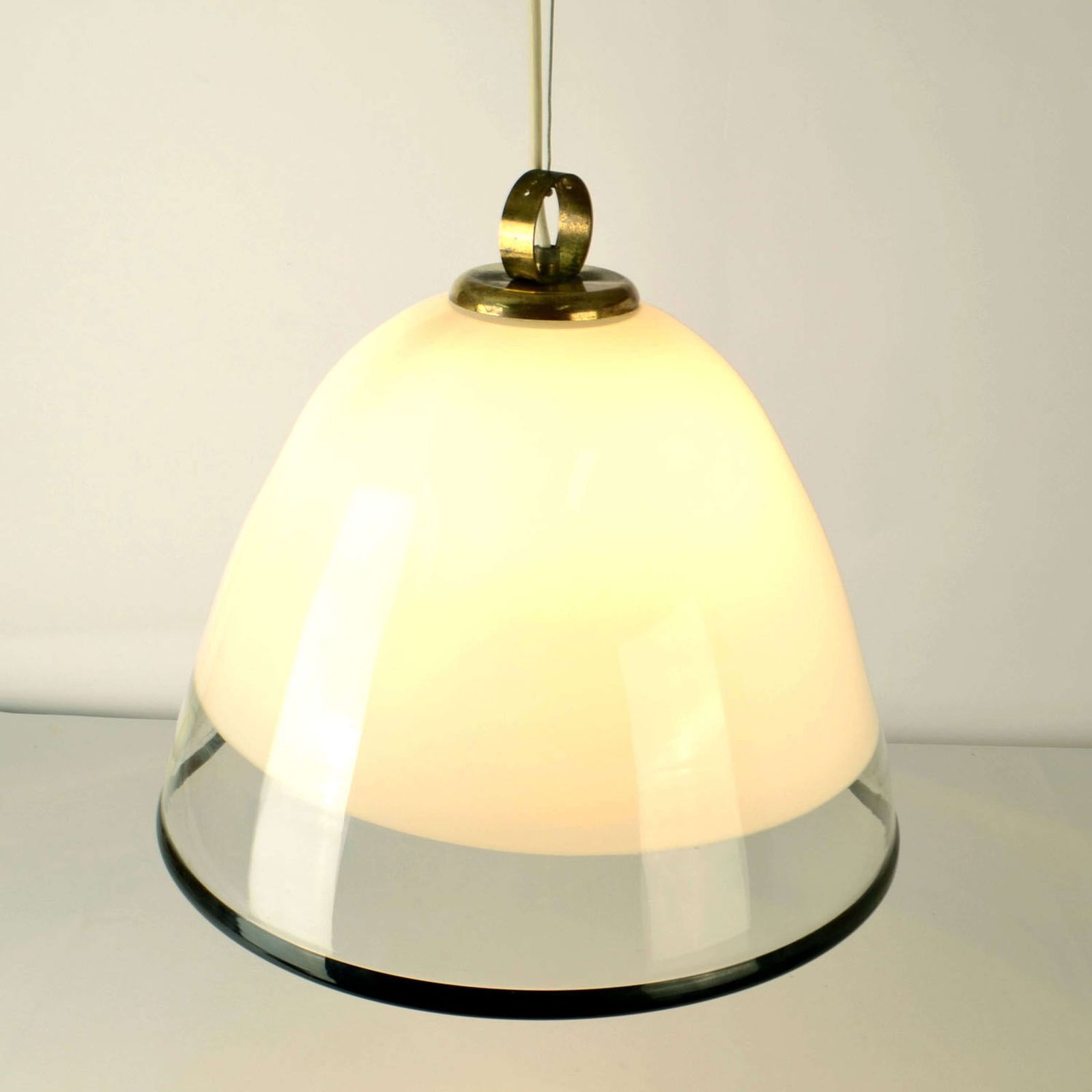 Large Renato Toso Glass Bell Shape Pendant For Leucos Murano 1960s photo vintage