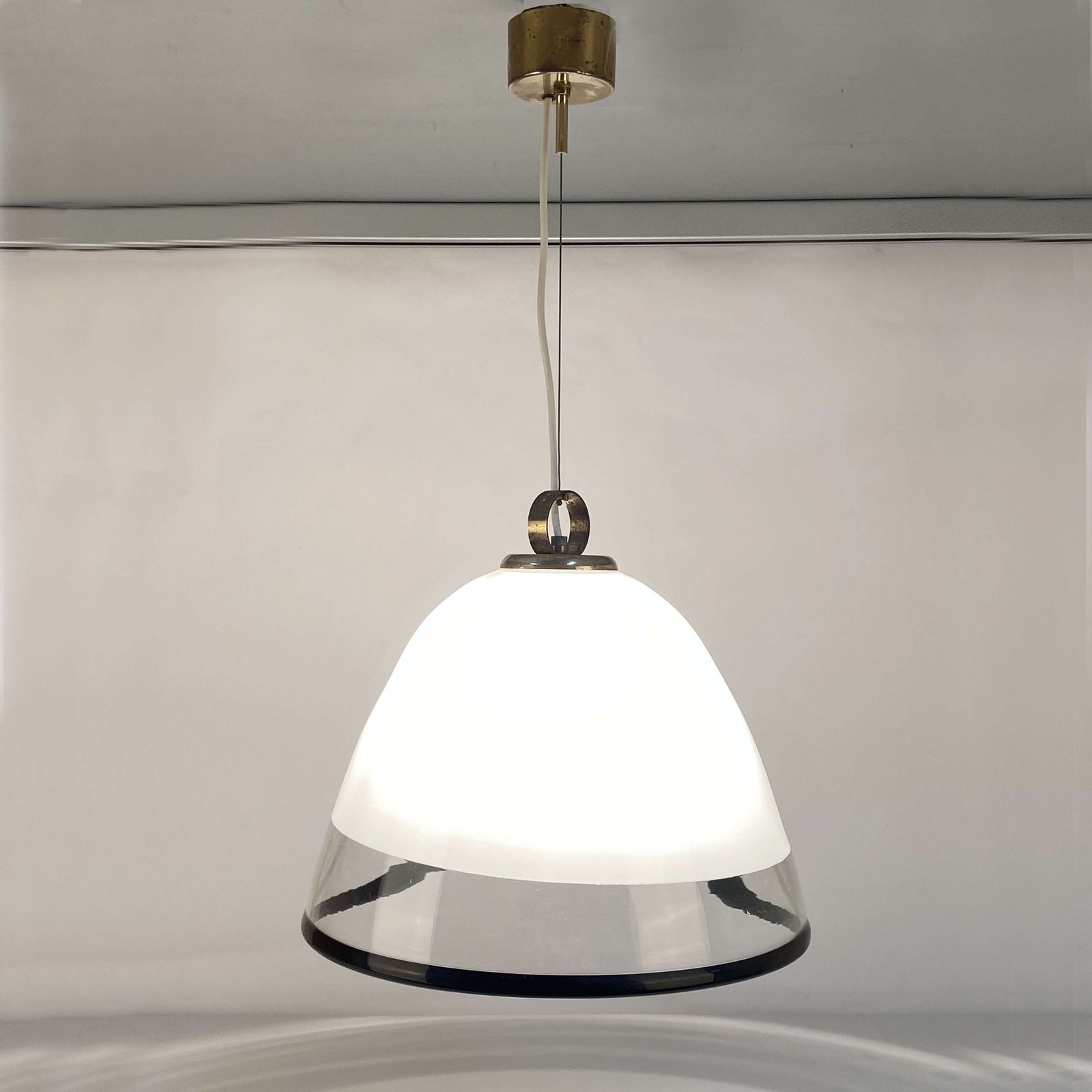 photo for sale Large Renato Toso Glass Bell Shape Pendant For Leucos Murano 1960s