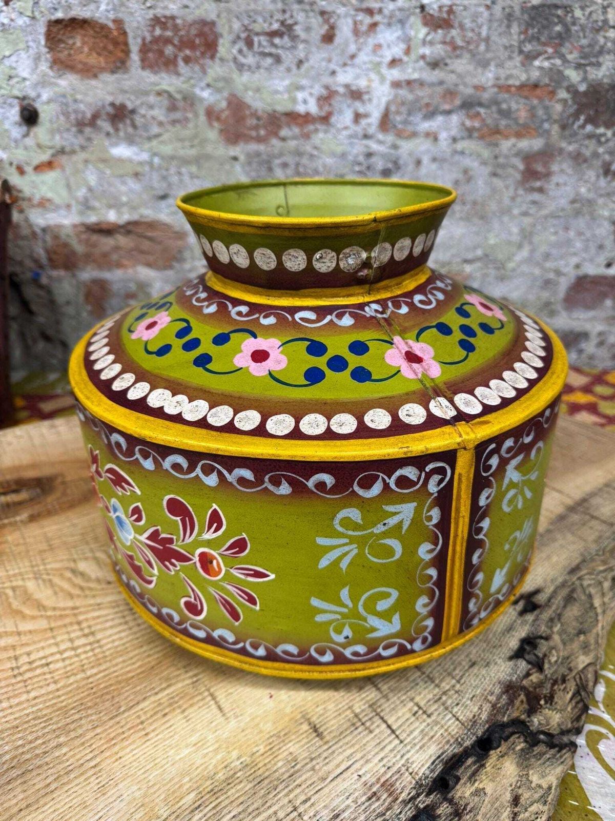 Vintage Painted Water Pot / Vase / Planter / Narrow Boat Ware Gypsy Art photo 55.0