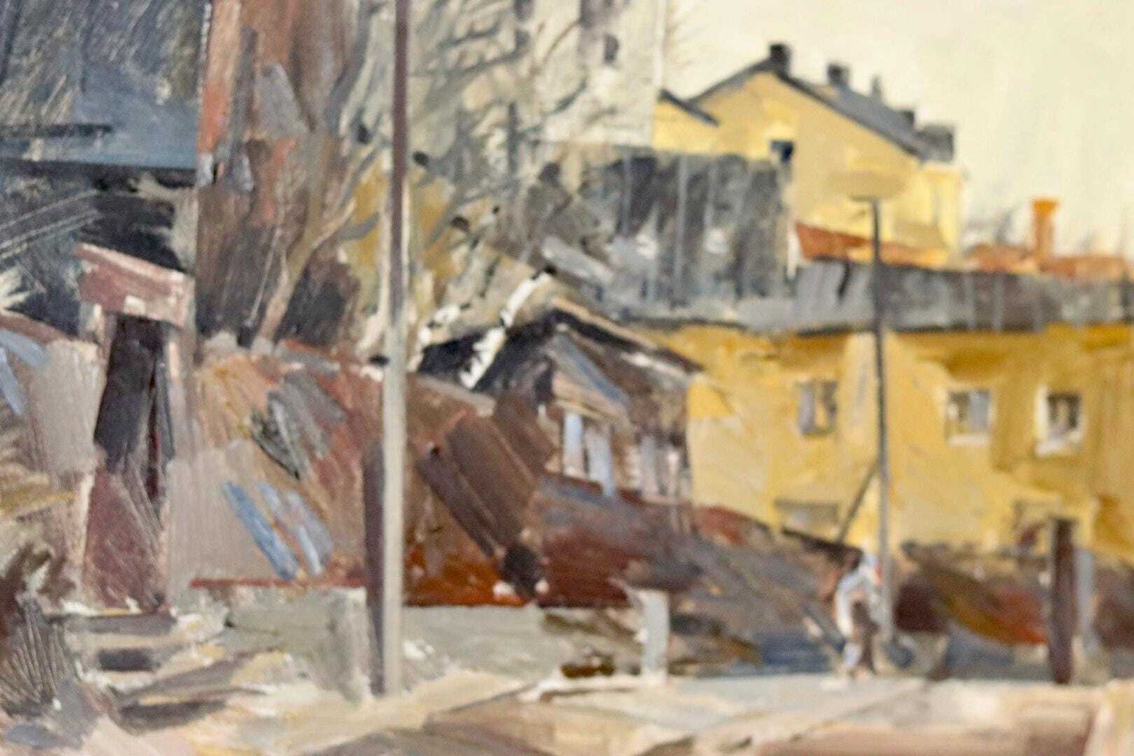 Mid Century Original Swedish Oil On Canvas "City Scene  Stockholm" By Adrian Van Arkel   Vintage & Framed photo buy