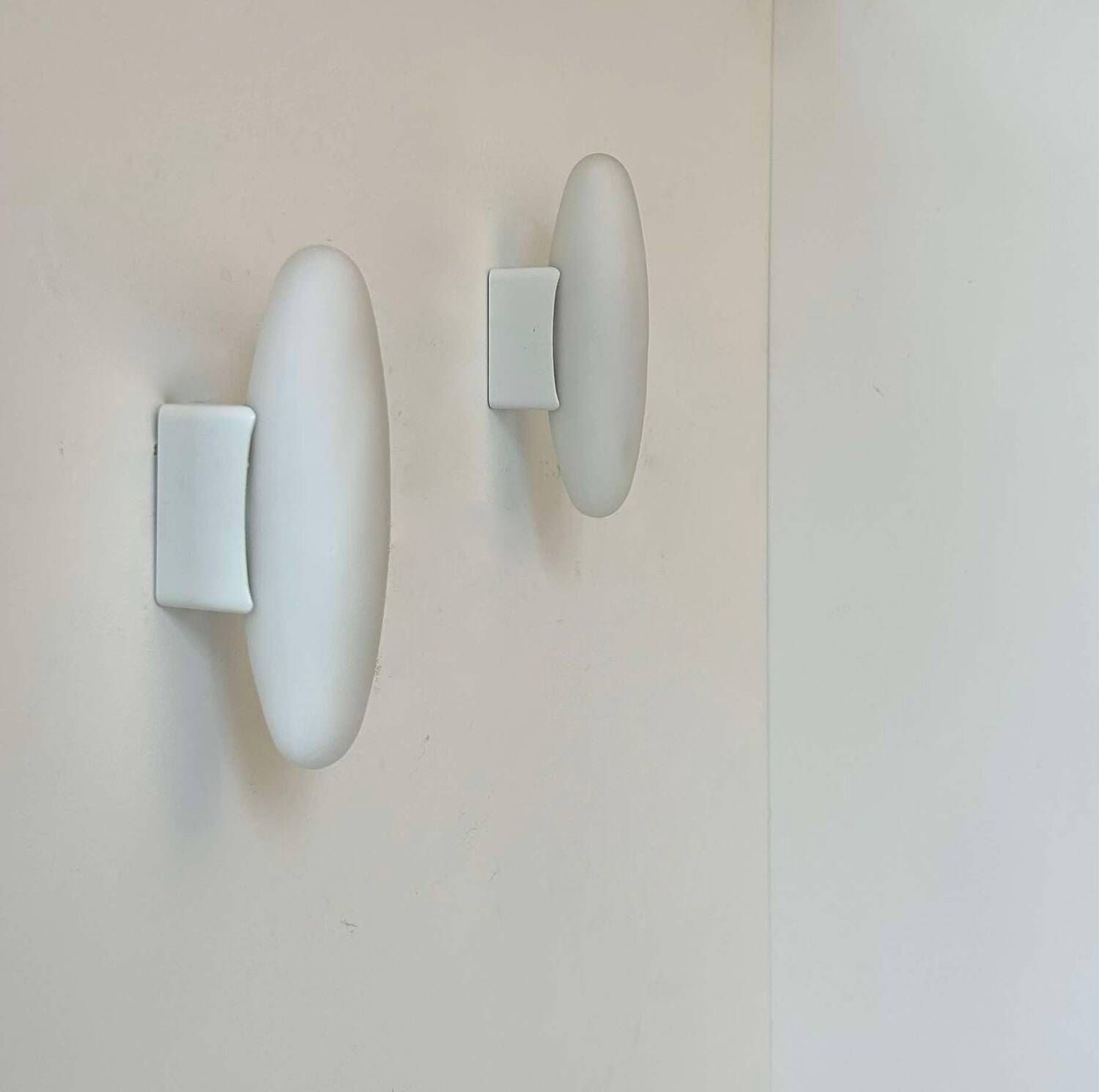 Pair Of Vintage Opaline Wall Lights, France 1980 photo vintage