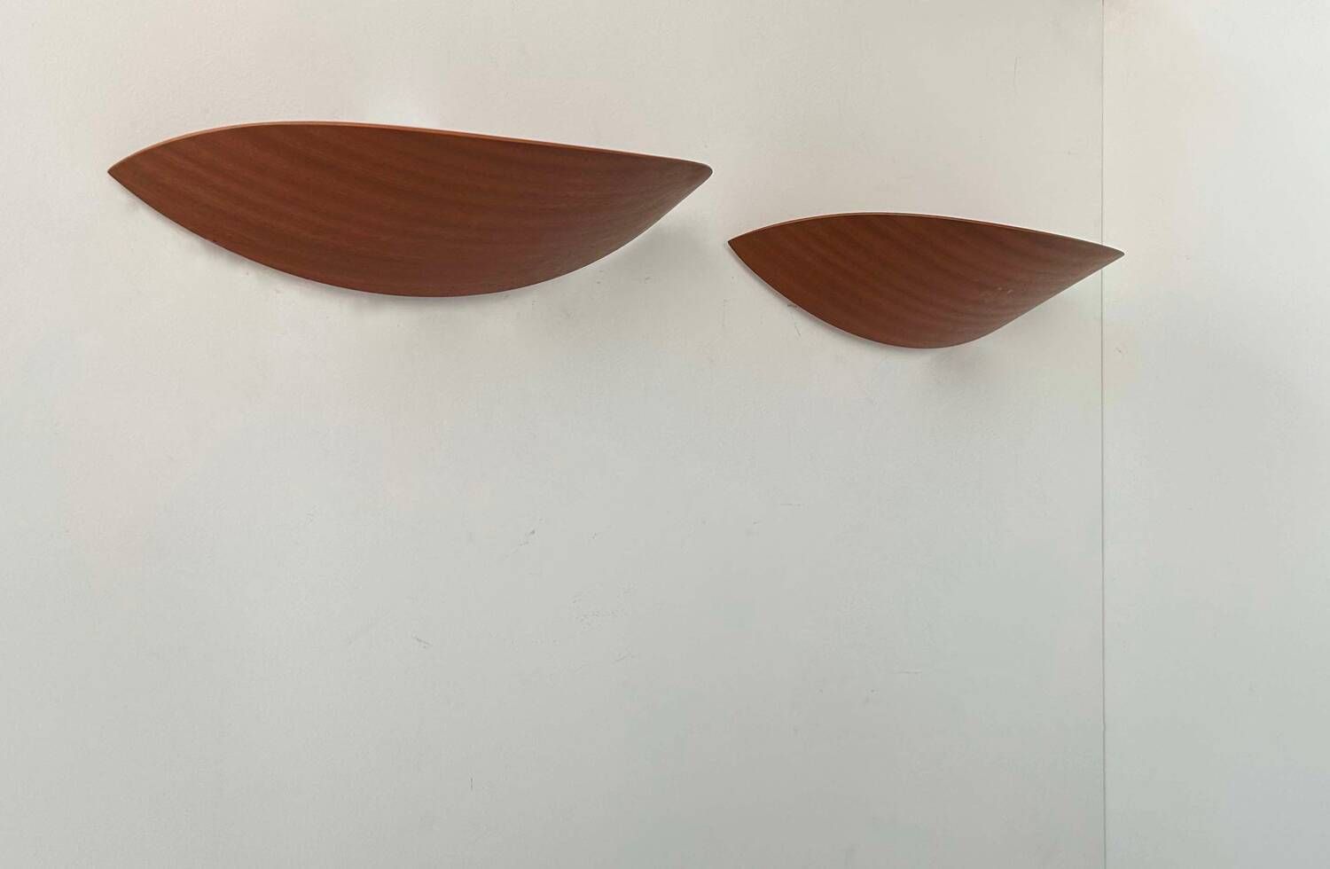 Pair Of Vintage Wall Lights, Thermoformed Wood, France 1970 photo Lighting