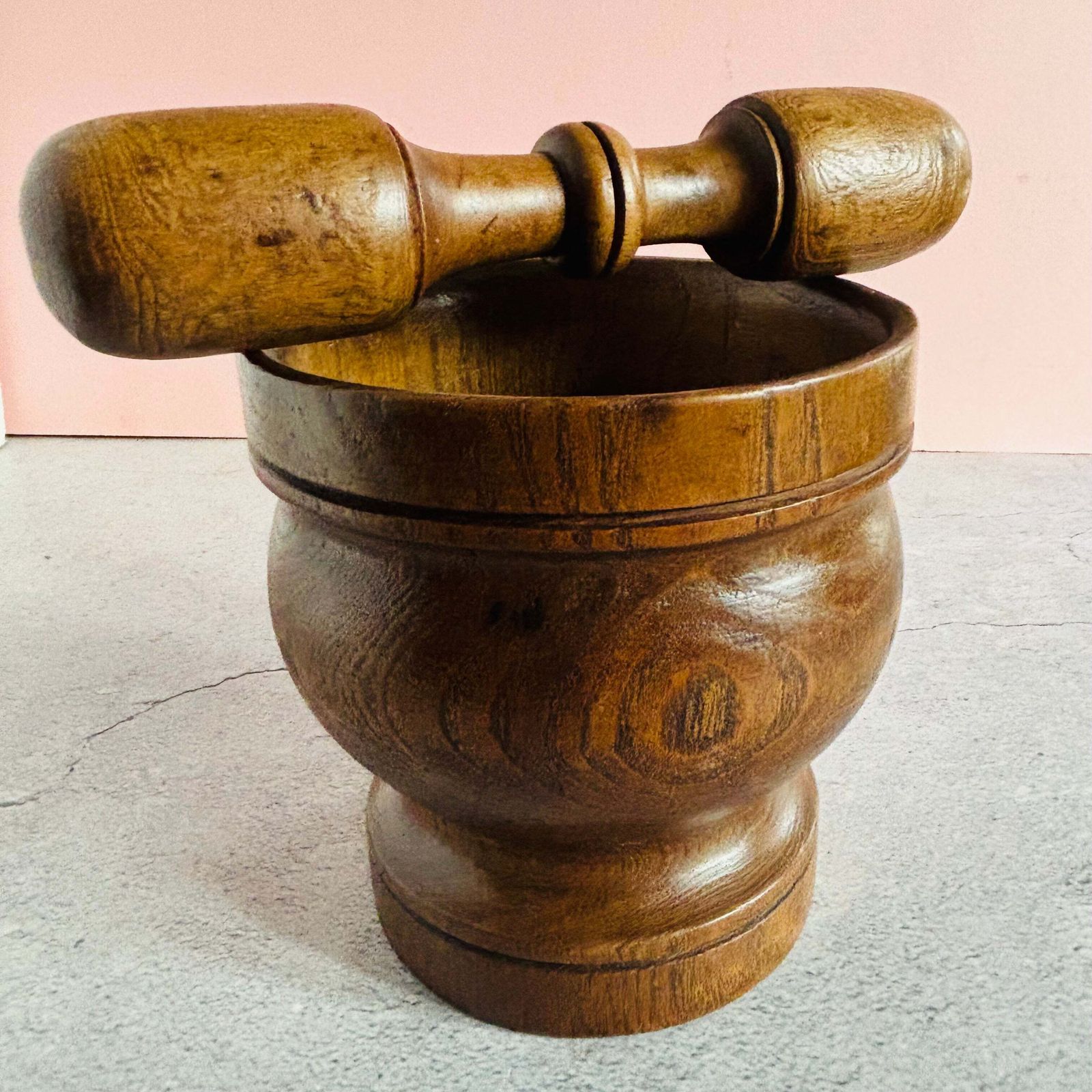 Home Decor Antique Wooden English Treen Mortar And Pestle photo