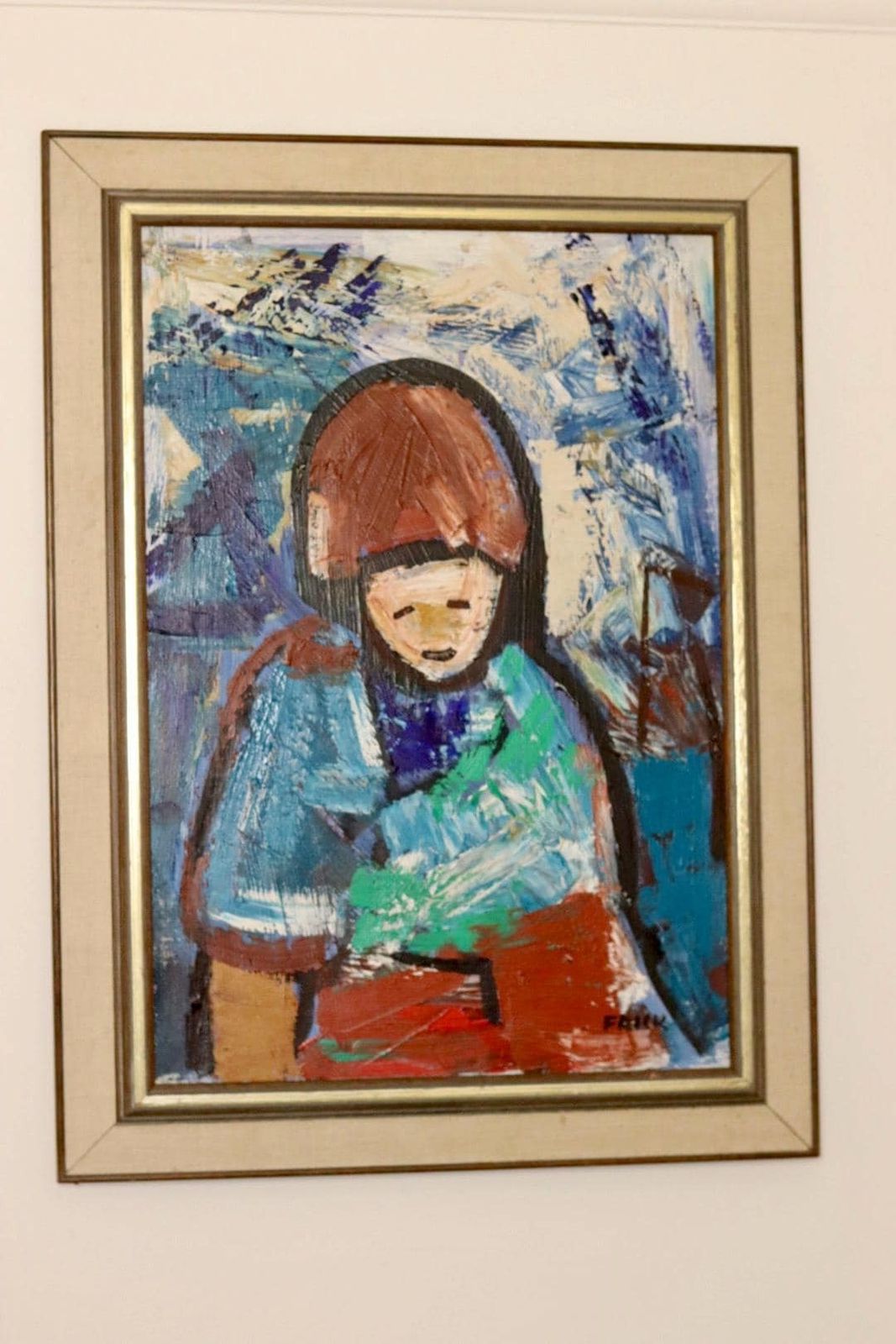 Original Large Swedish Oil Painting "Figure "By Gösta Falck Circa 1960 Vintage & Framed