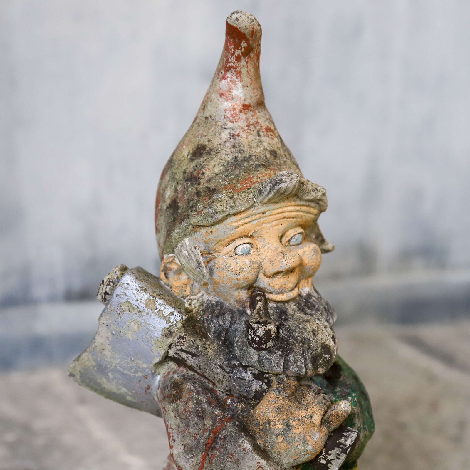 Mid Century Concrete Woodsman Lumberjack Garden Gnome photo vintage