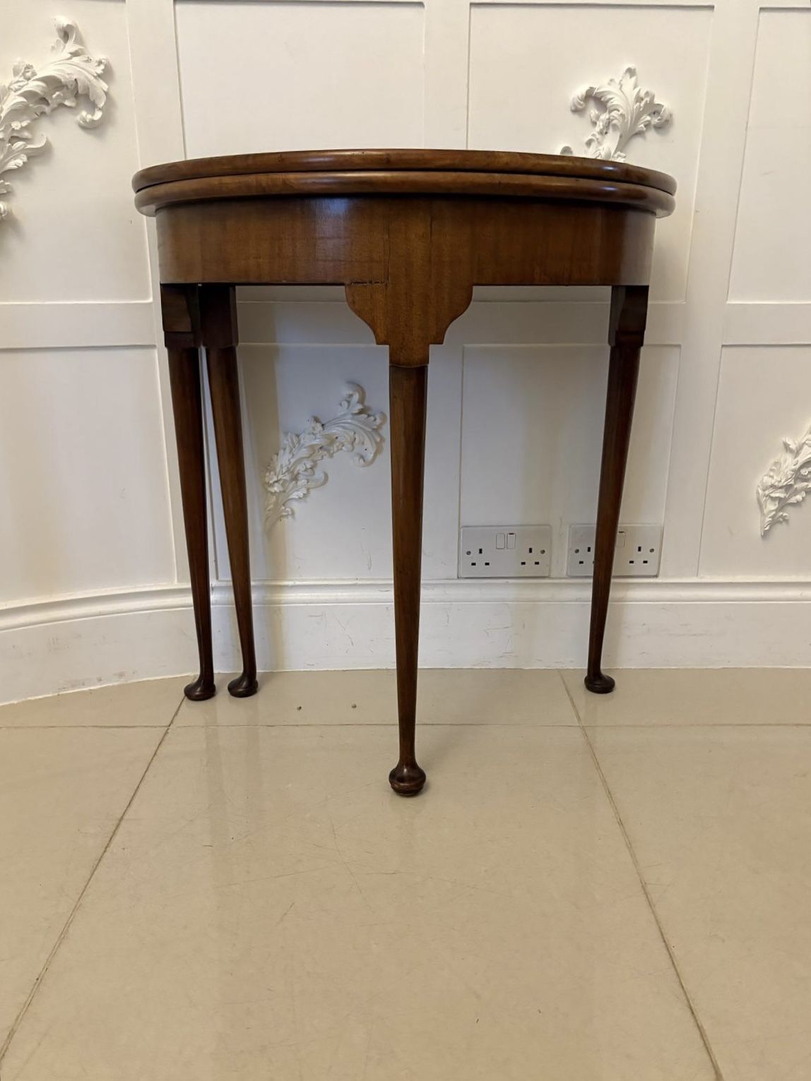 Antique 19th Century Quality Mahogany Demi Lune Shaped Card Table photo vinterior