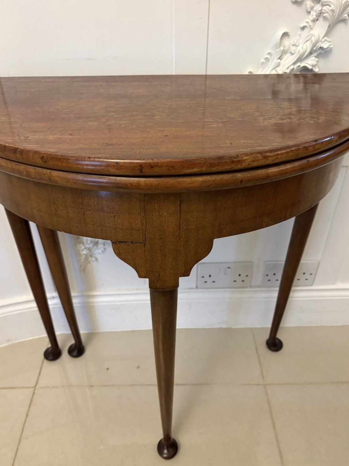 photo for sale Antique 19th Century Quality Mahogany Demi Lune Shaped Card Table