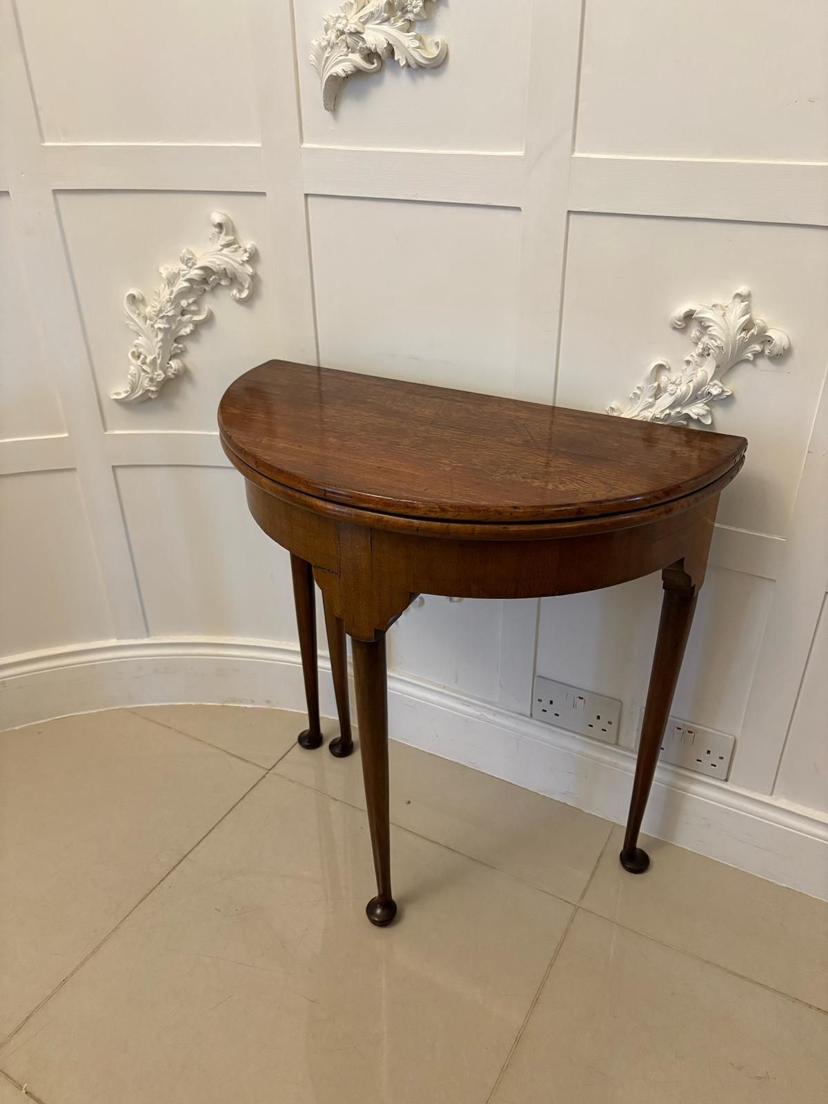 Furniture Antique 19th Century Quality Mahogany Demi Lune Shaped Card Table photo